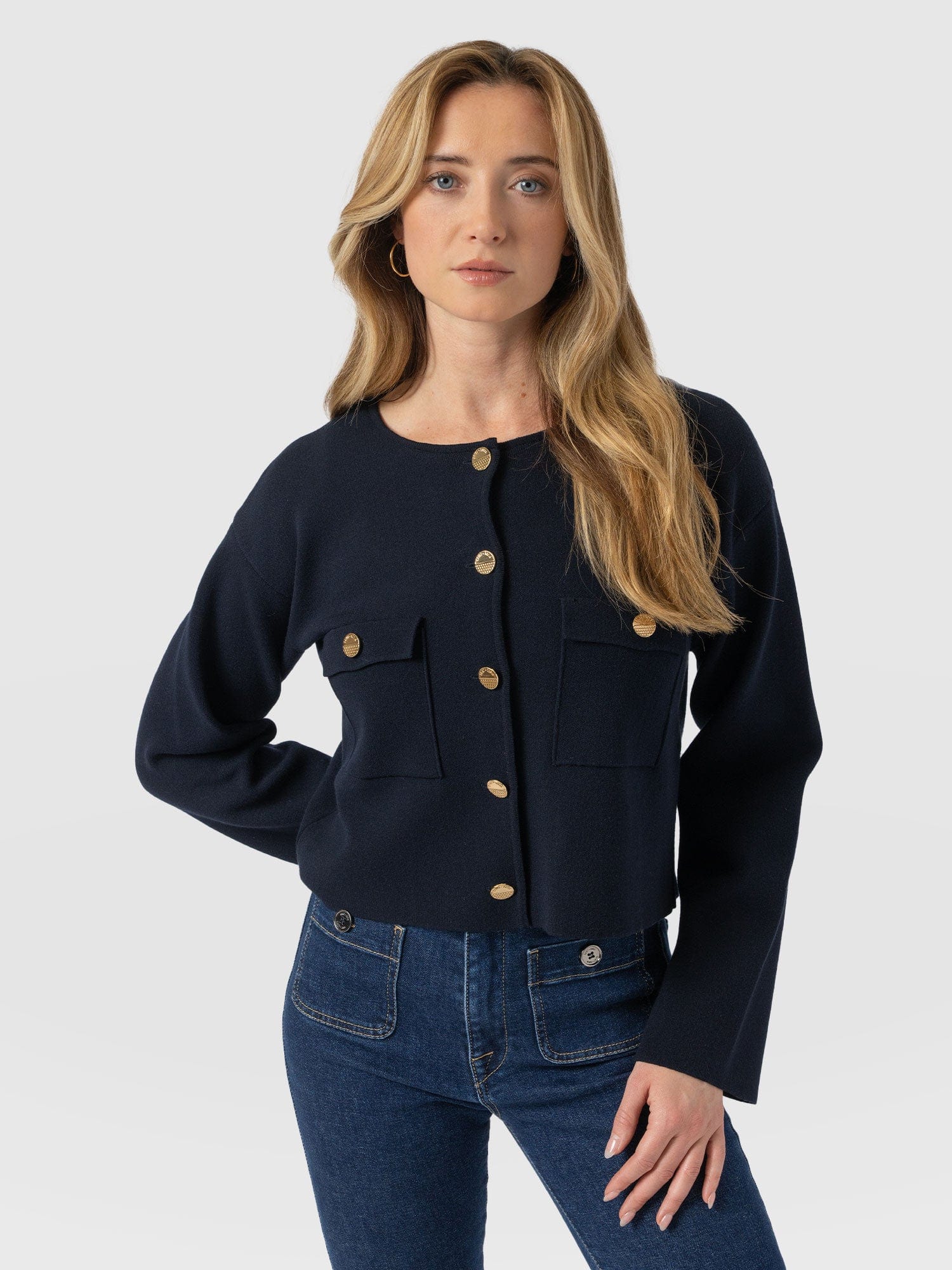Maeva Knit Jacket - Navy - Image 3