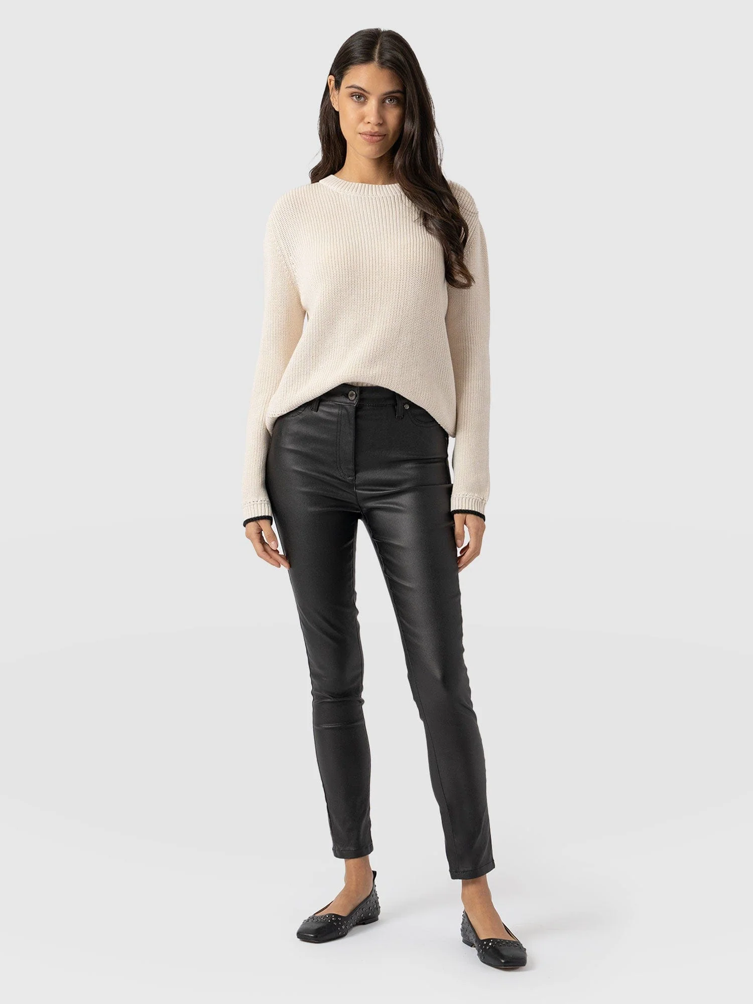 Maeva Skinny Pant - Black Coated - Image 5