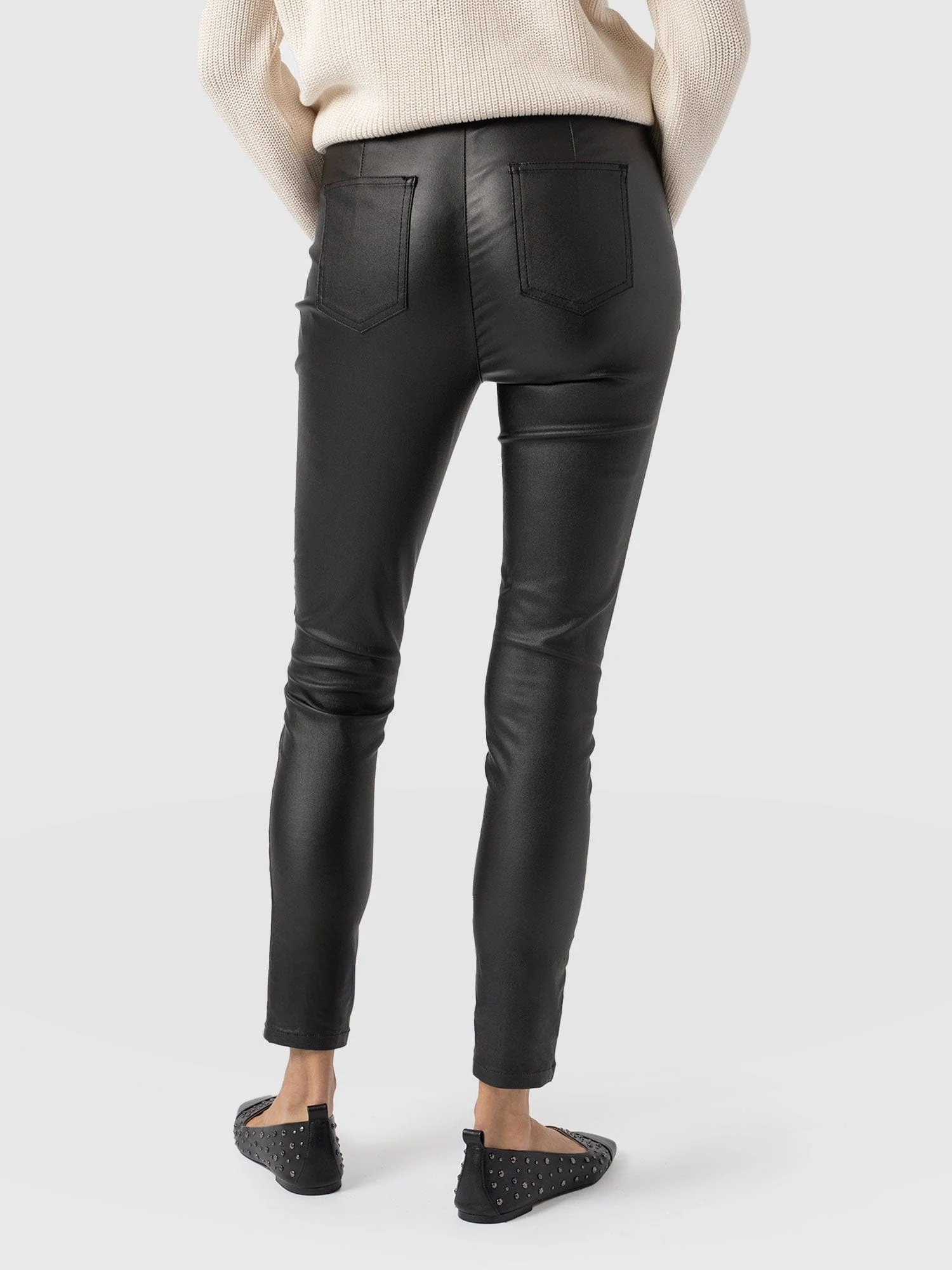 Maeva Skinny Pant - Black Coated - Image 6