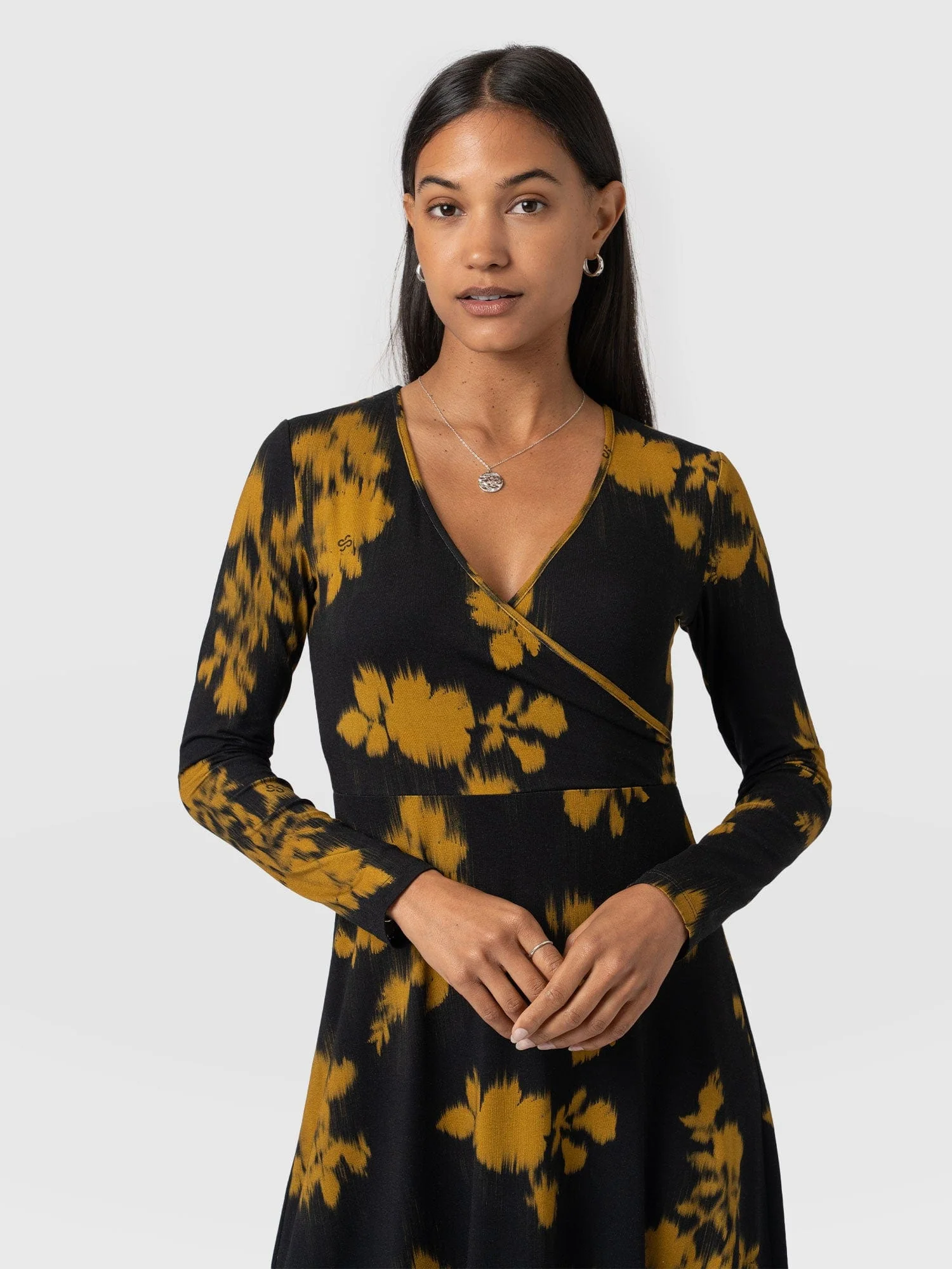 Maggie Wrap Midi Dress - Yellow Fade Floral - Image 3