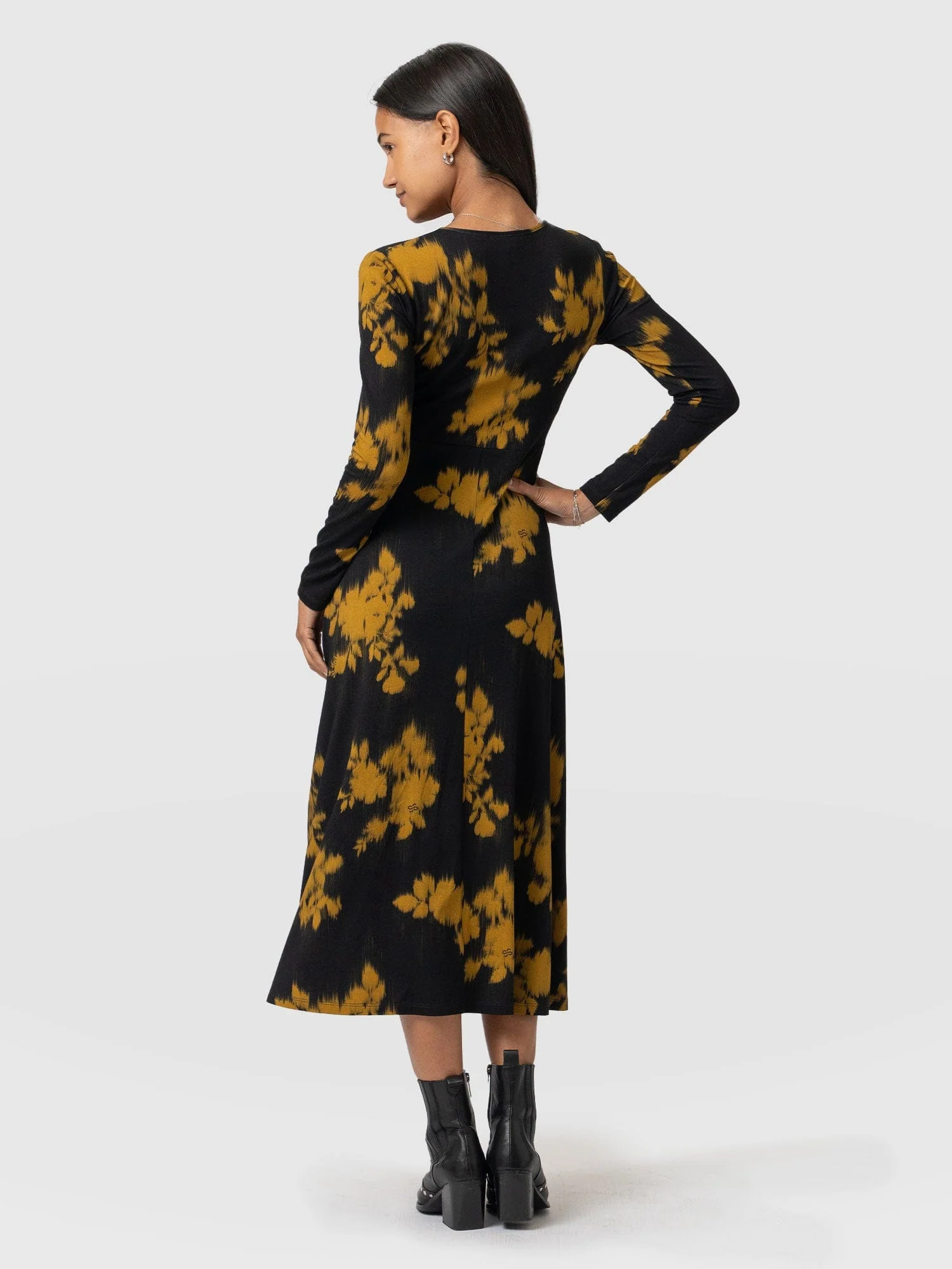 Maggie Wrap Midi Dress - Yellow Fade Floral - Image 5