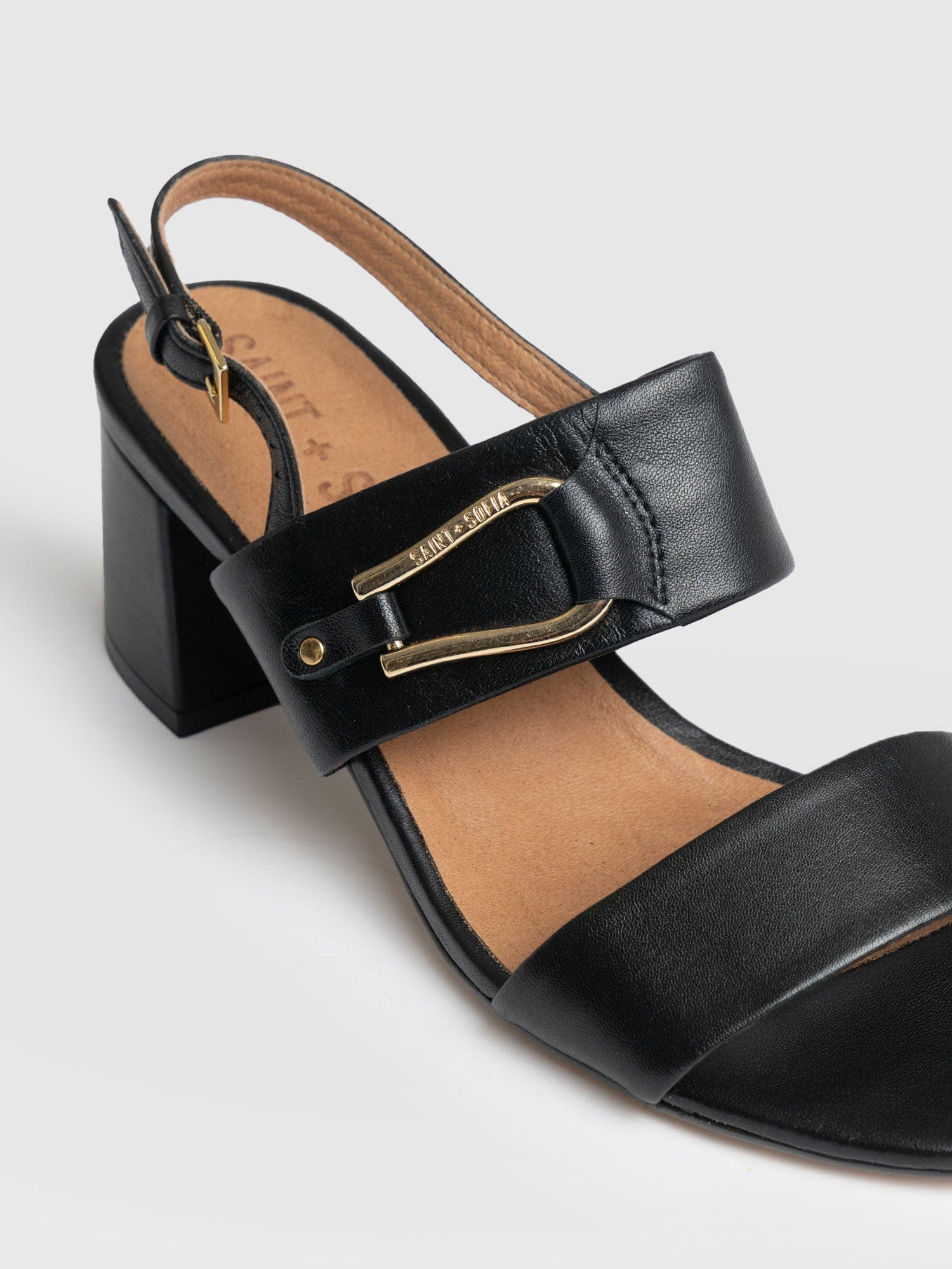 Maida Block Heeled Mules - Black - Image 4