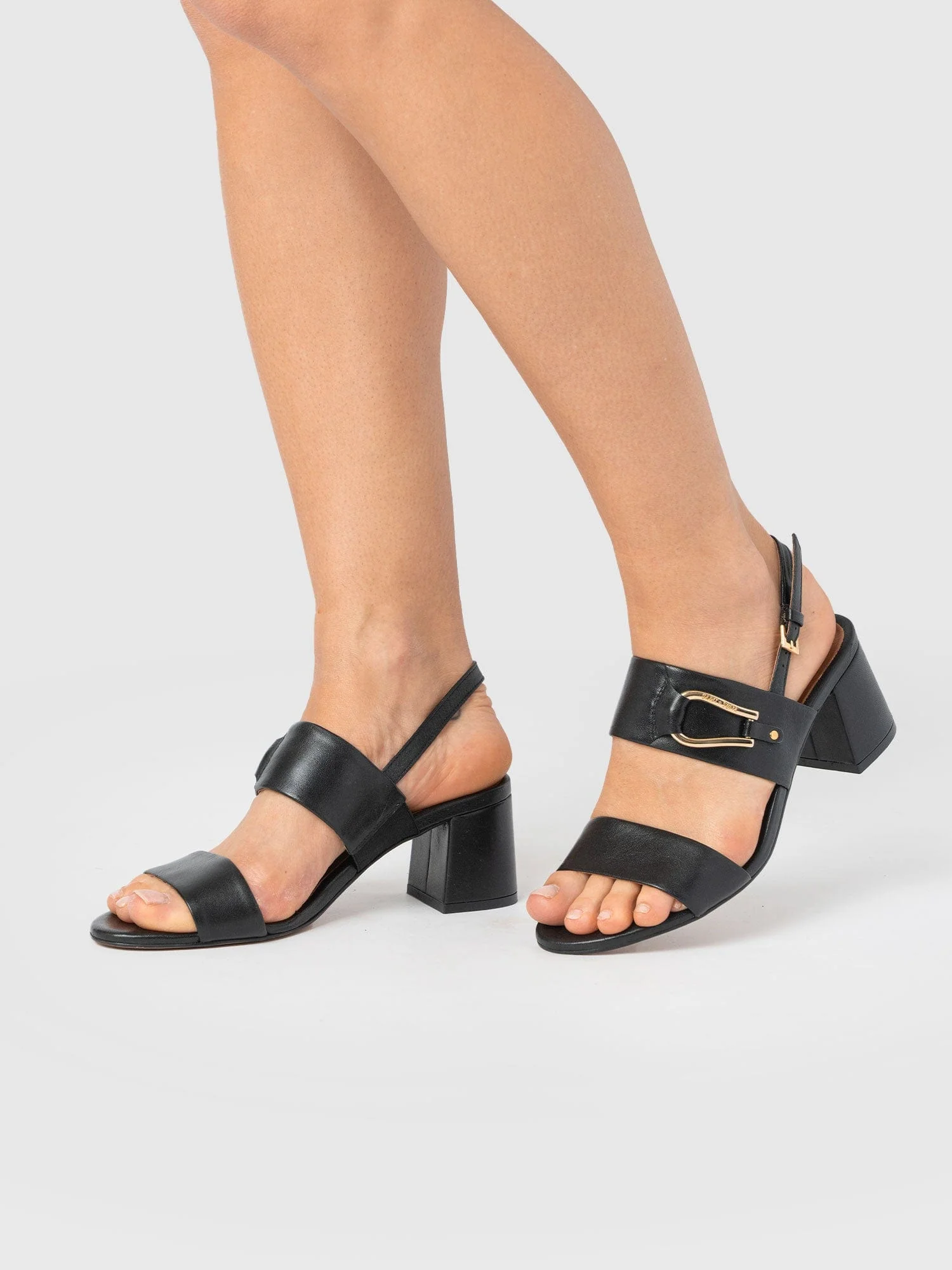 Maida Block Heeled Mules - Black - Image 6