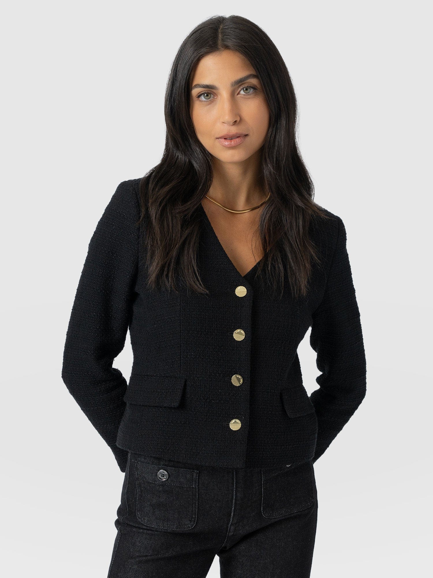 Margot V Neck Jacket - Black - Image 3