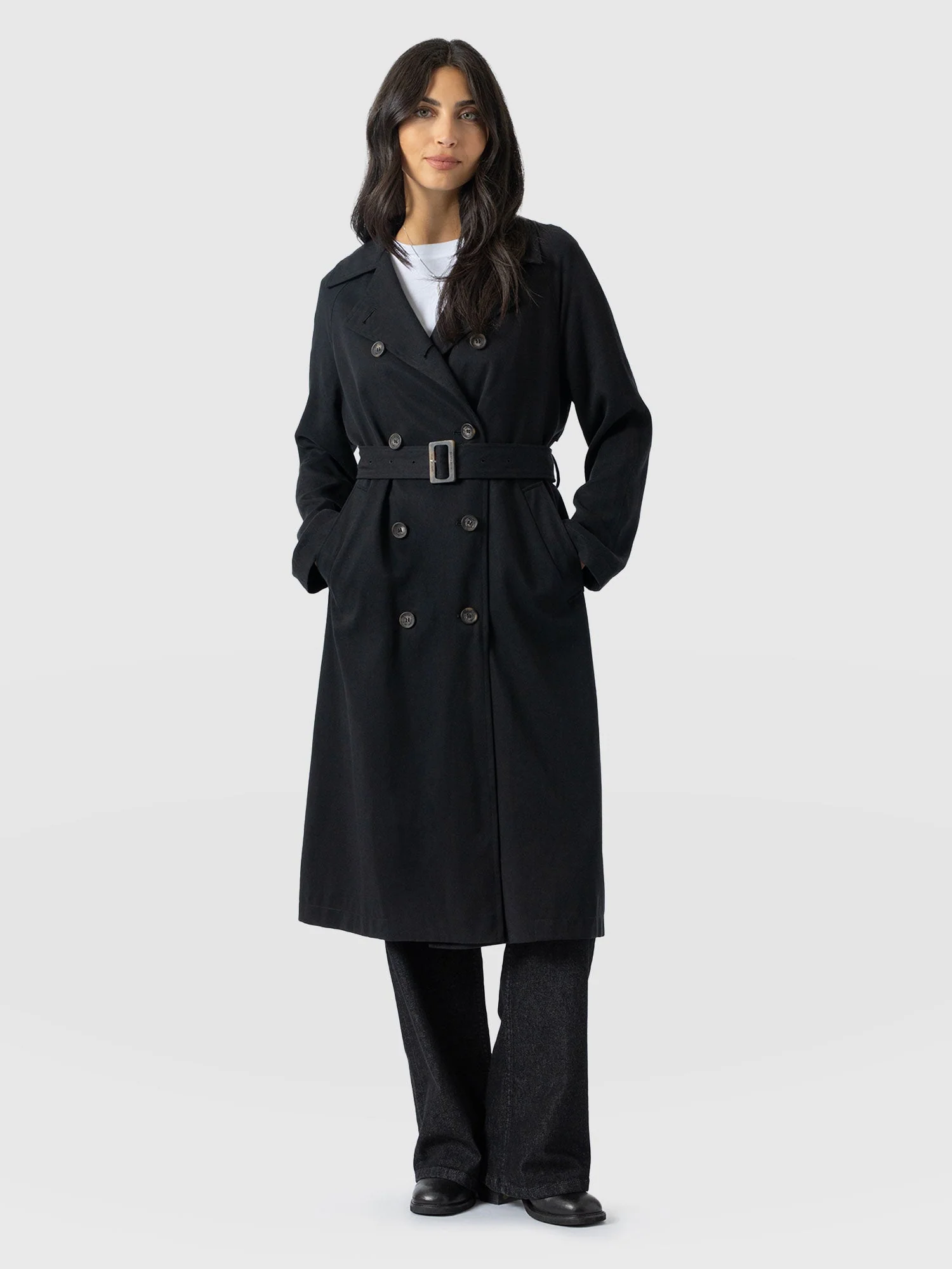 Marion Double Breasted Trench - Black - Image 2