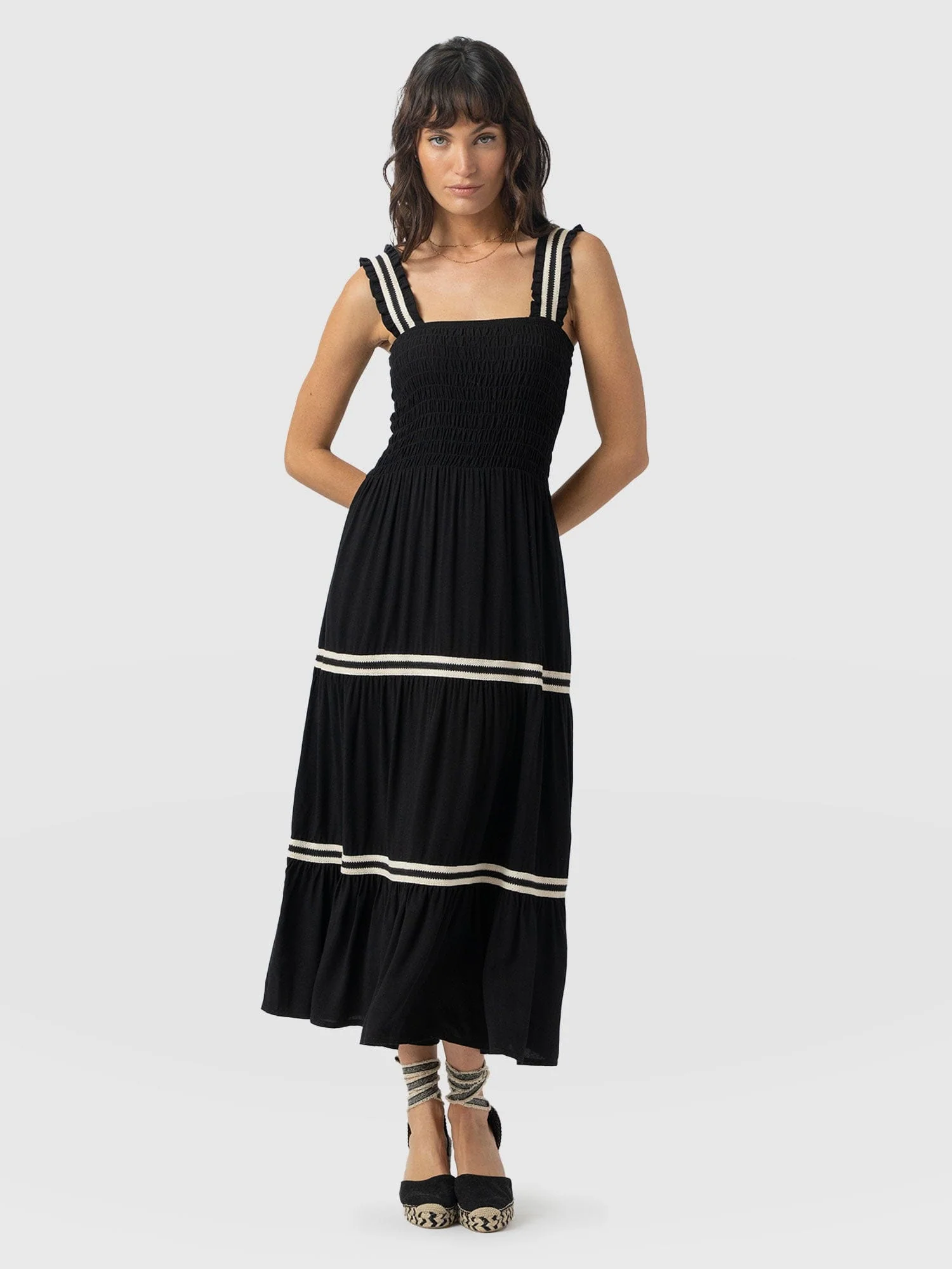 Maya Shirring Dress - Black - Image 2