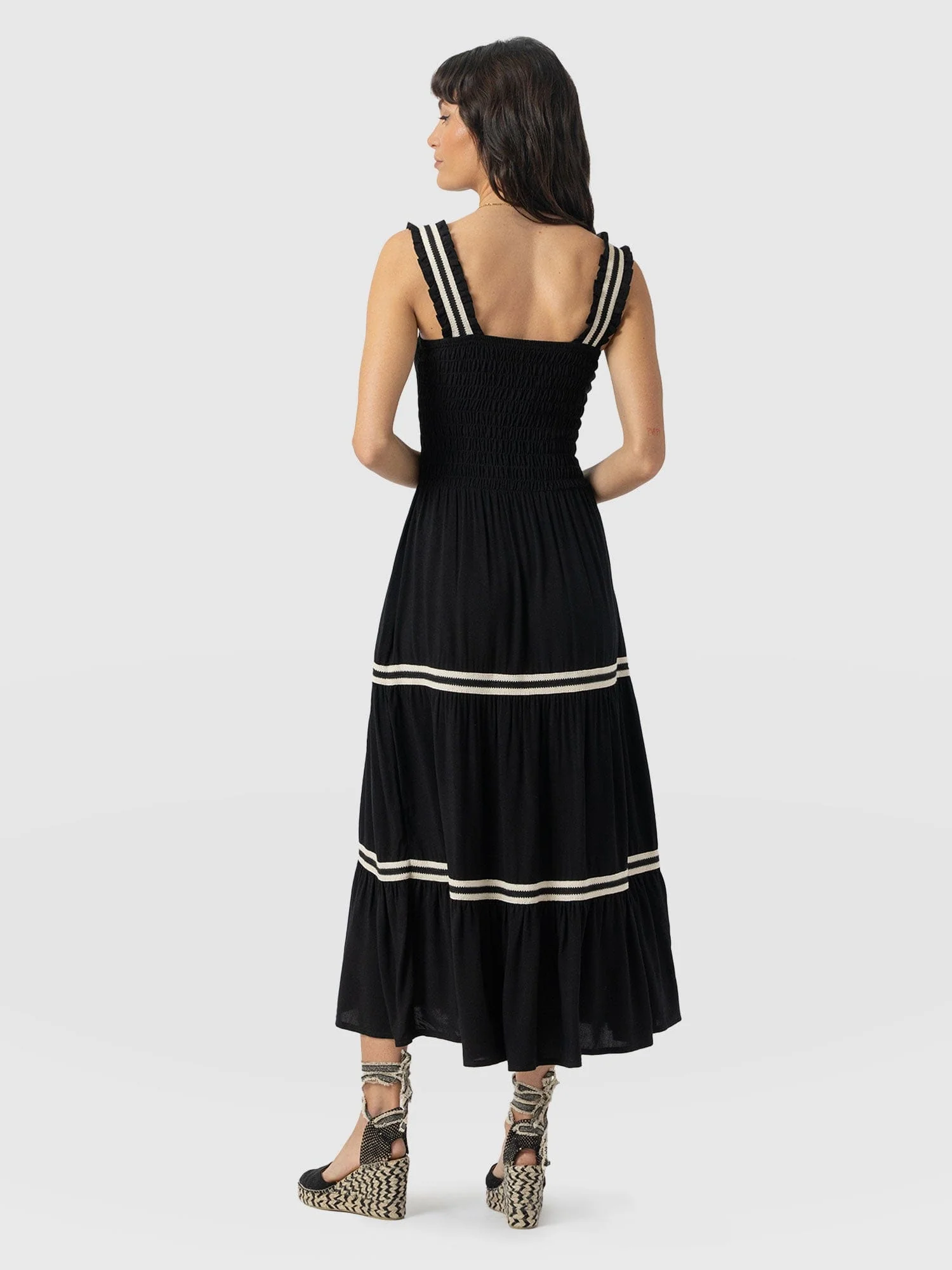 Maya Shirring Dress - Black - Image 6