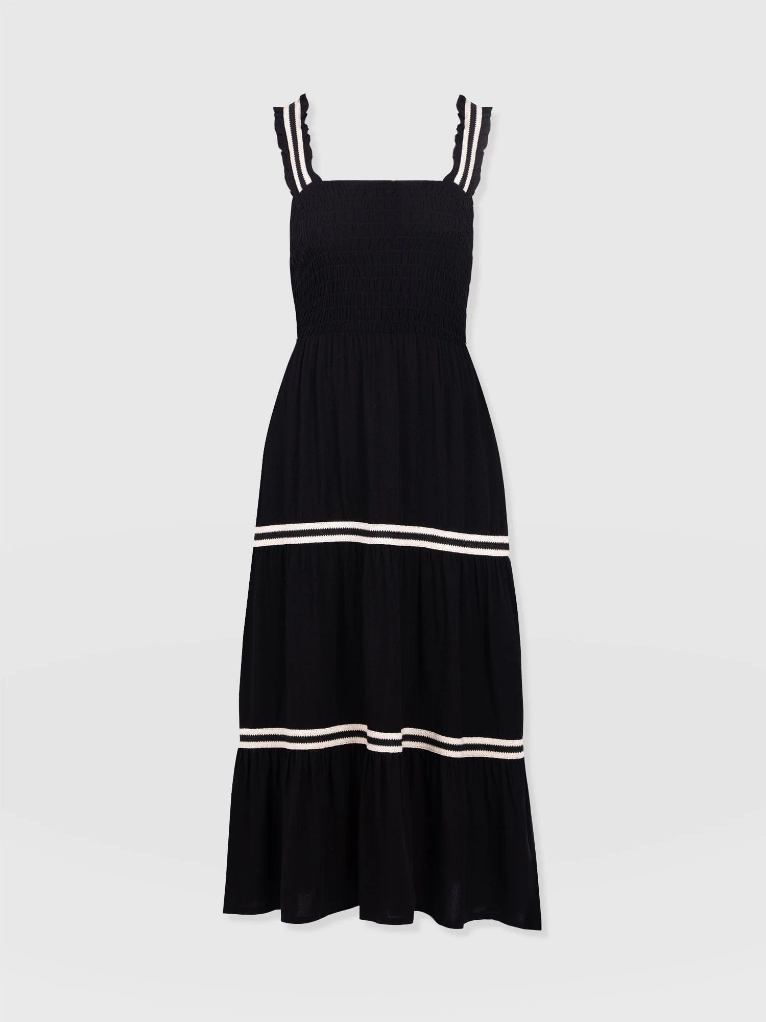 Maya Shirring Dress - Black - Image 7