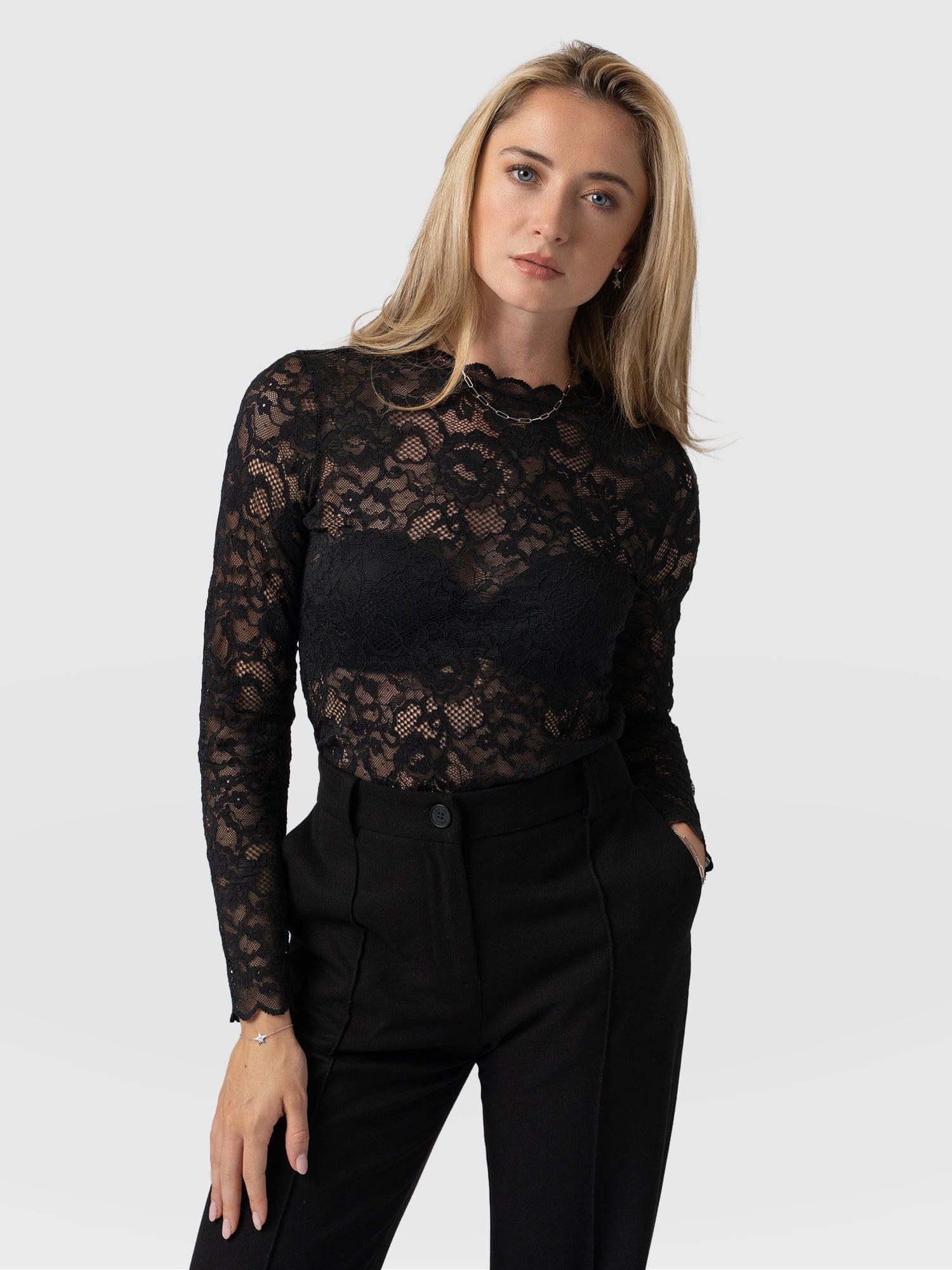 Miranda Lace Tee - Black - Image 2