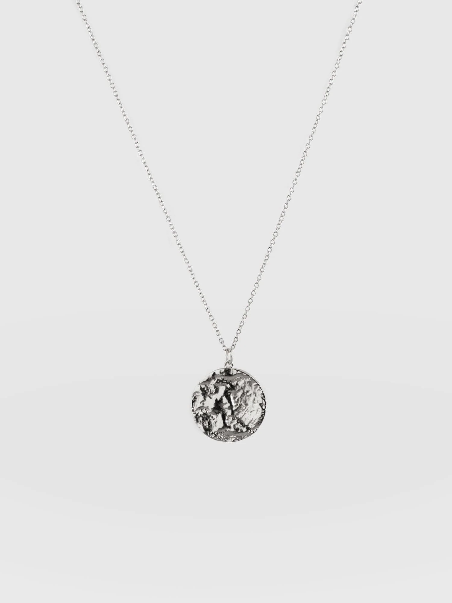 Molten Disc Charm Necklace - Silver - Image 6