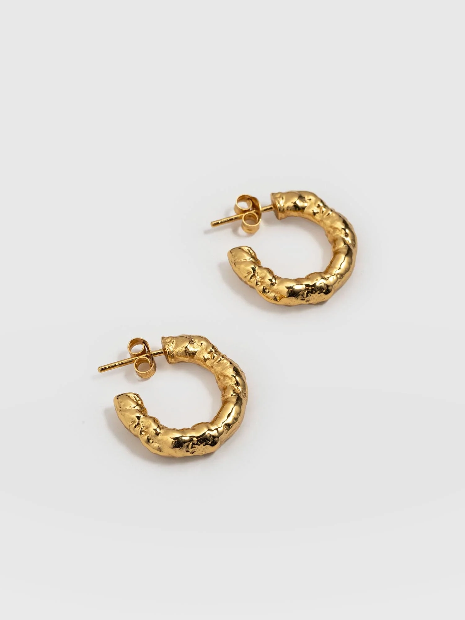 Molten Hoop Earrings - Gold - Image 2