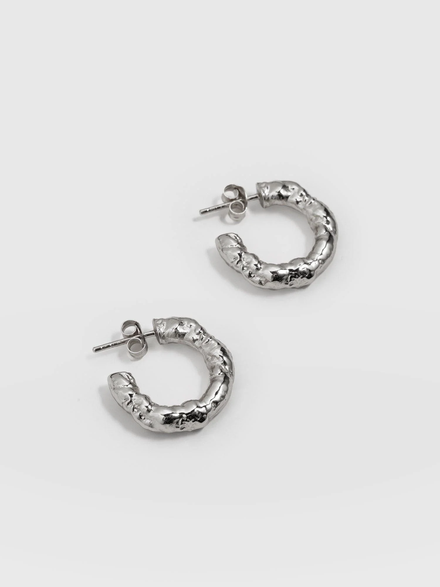 Molten Hoop Earrings - Silver - Image 2