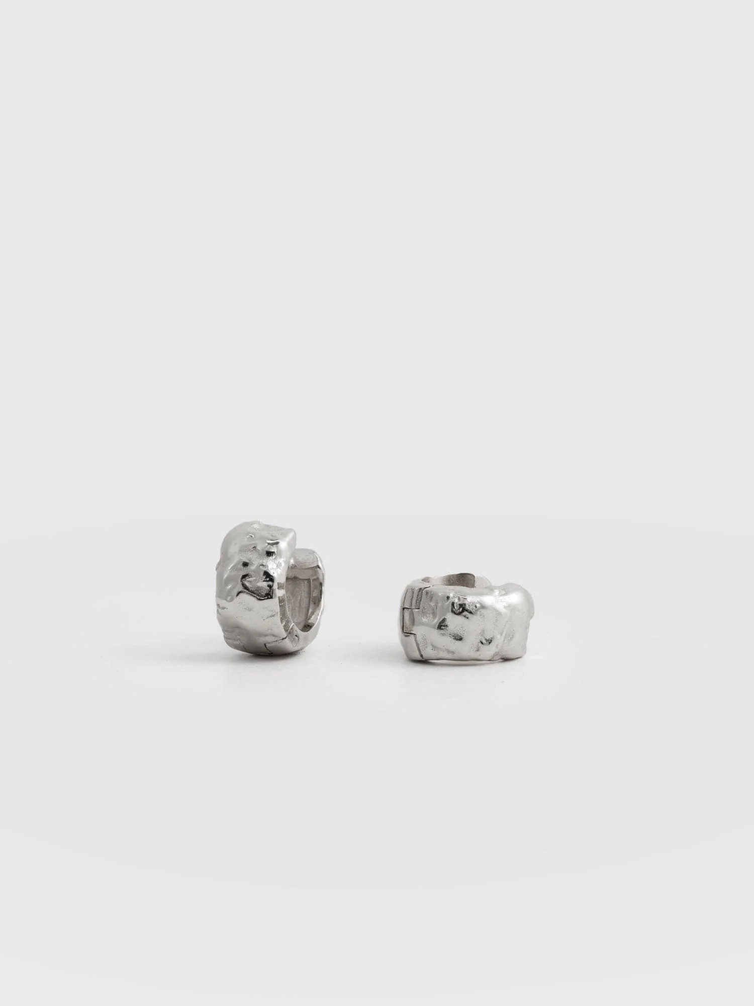 Molten Huggie Earrings - Silver - Image 5