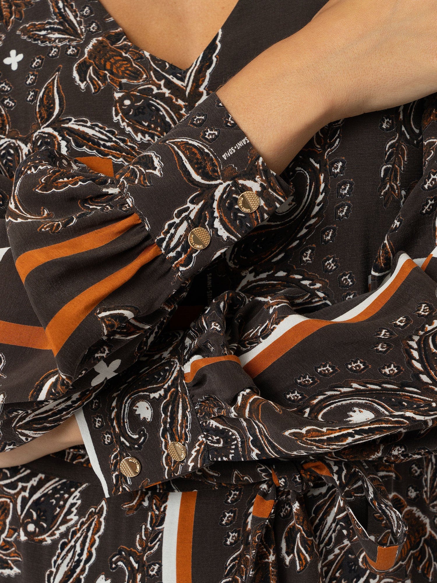 Allegra V Neck Dress - Brown Paisley - Image 5
