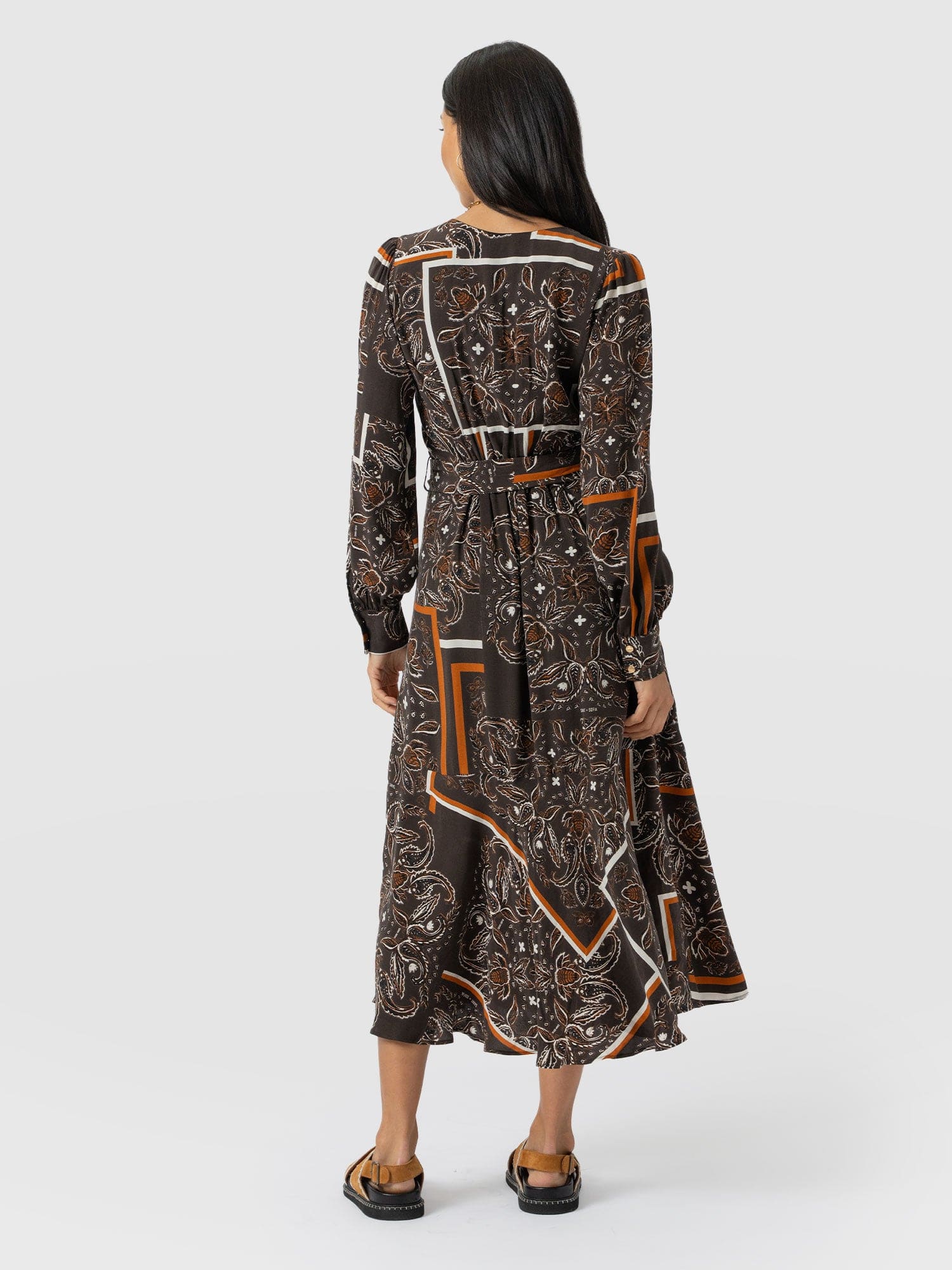 Allegra V Neck Dress - Brown Paisley - Image 6