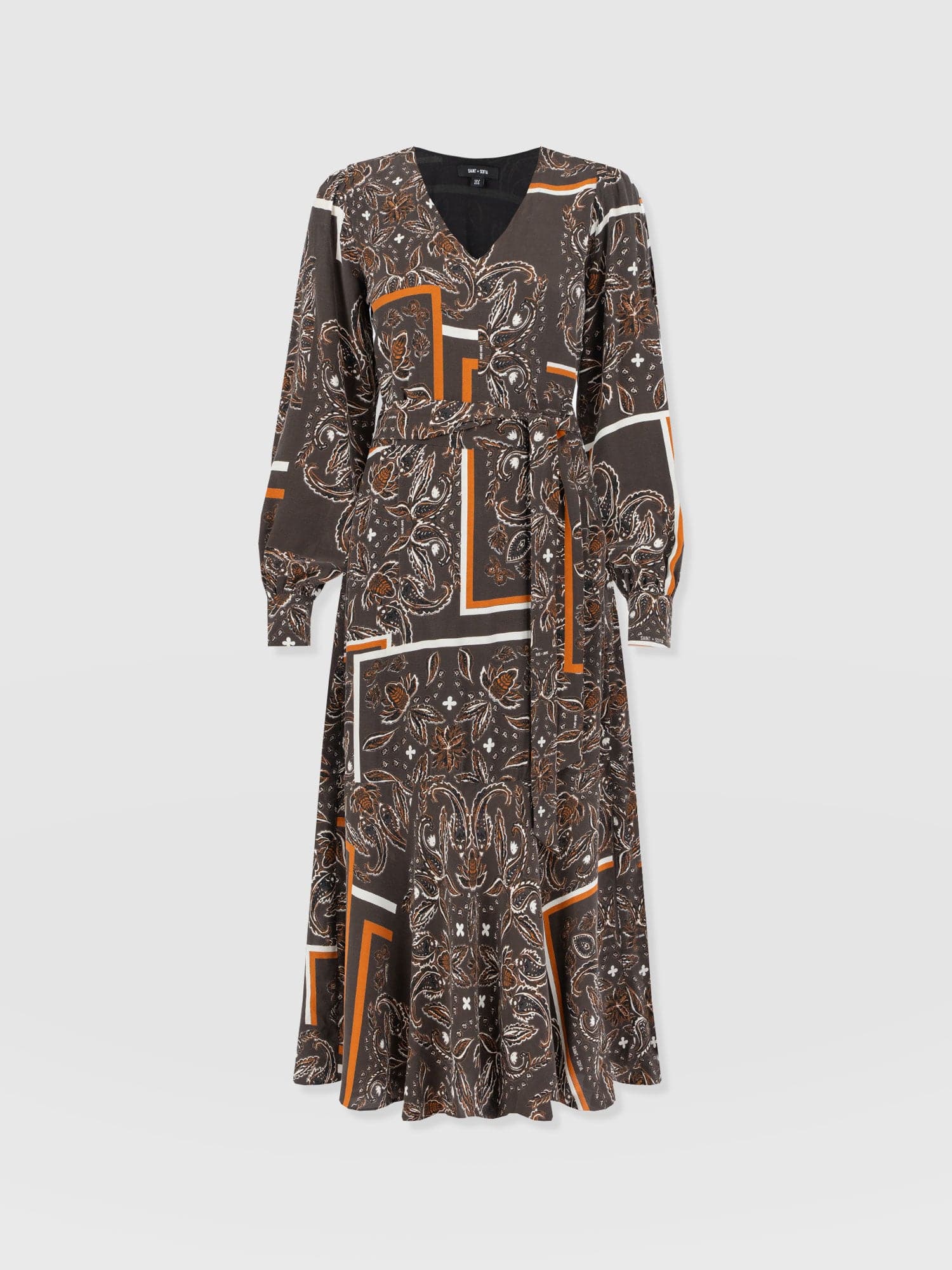 Allegra V Neck Dress - Brown Paisley - Image 7