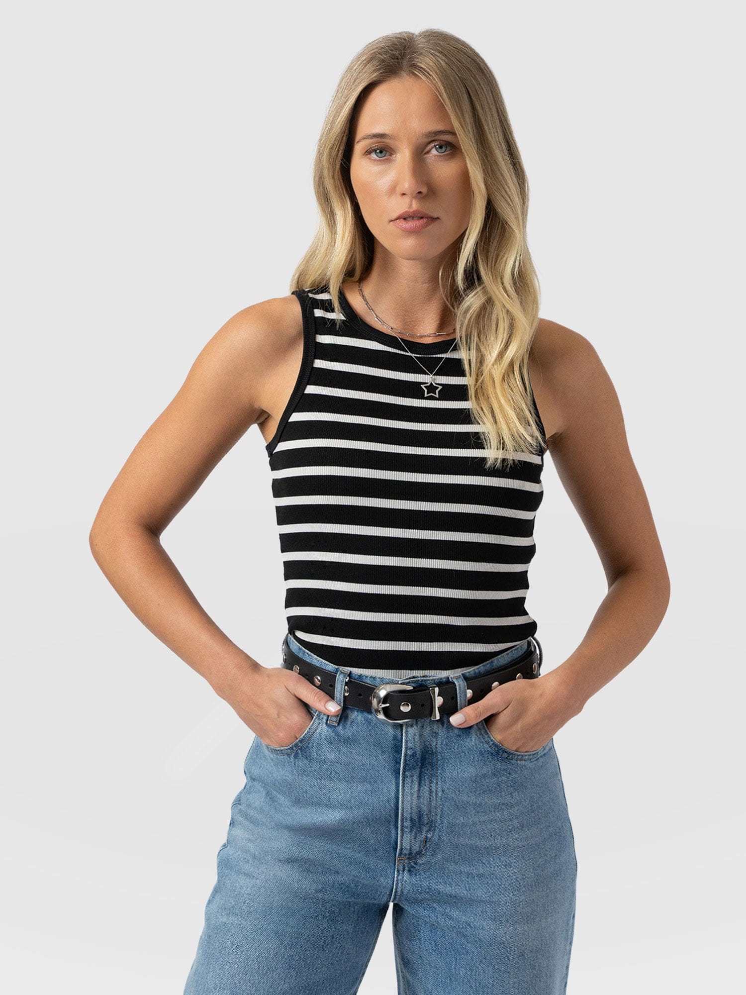 Nova Racer Vest - Black & White Stripe - Image 3