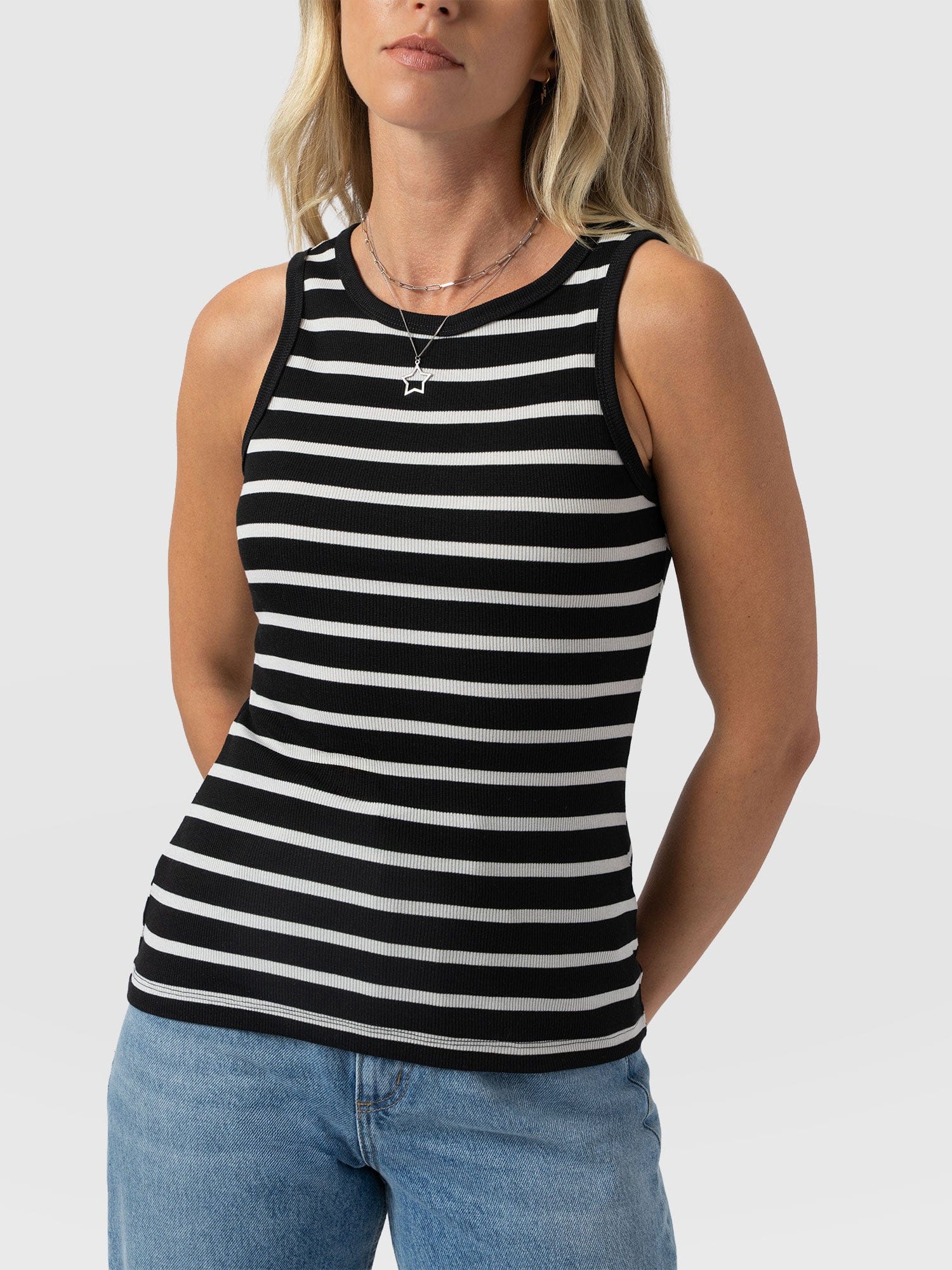 Nova Racer Vest - Black & White Stripe - Image 4