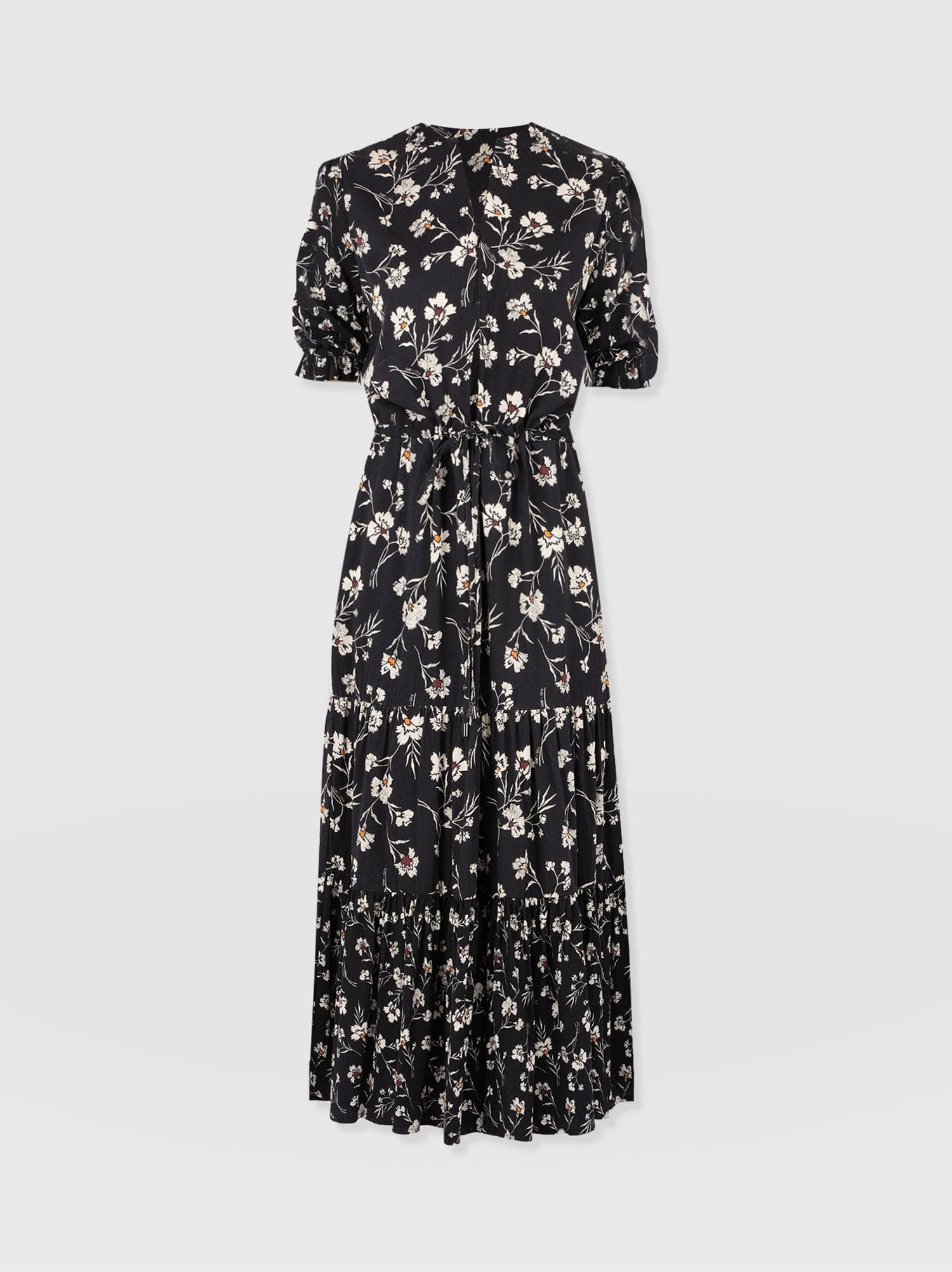 Olivia Zip Up Short Sleeve Dress - Black Spring Floral - Image 7