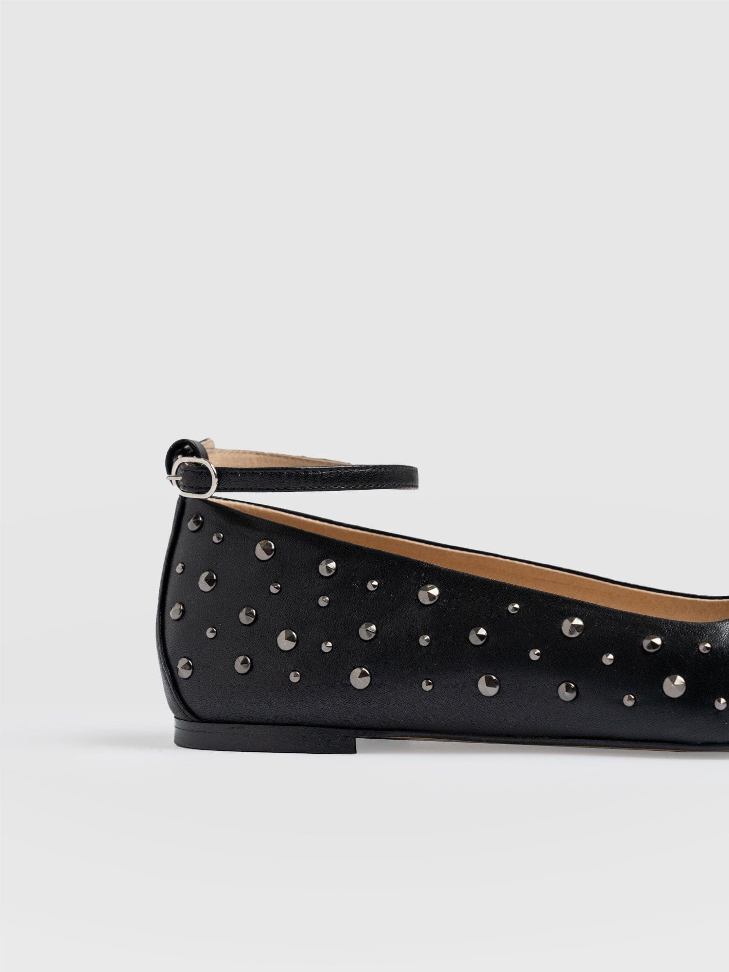 Ophelia Leather Ballerinas - Black Studded - Image 3