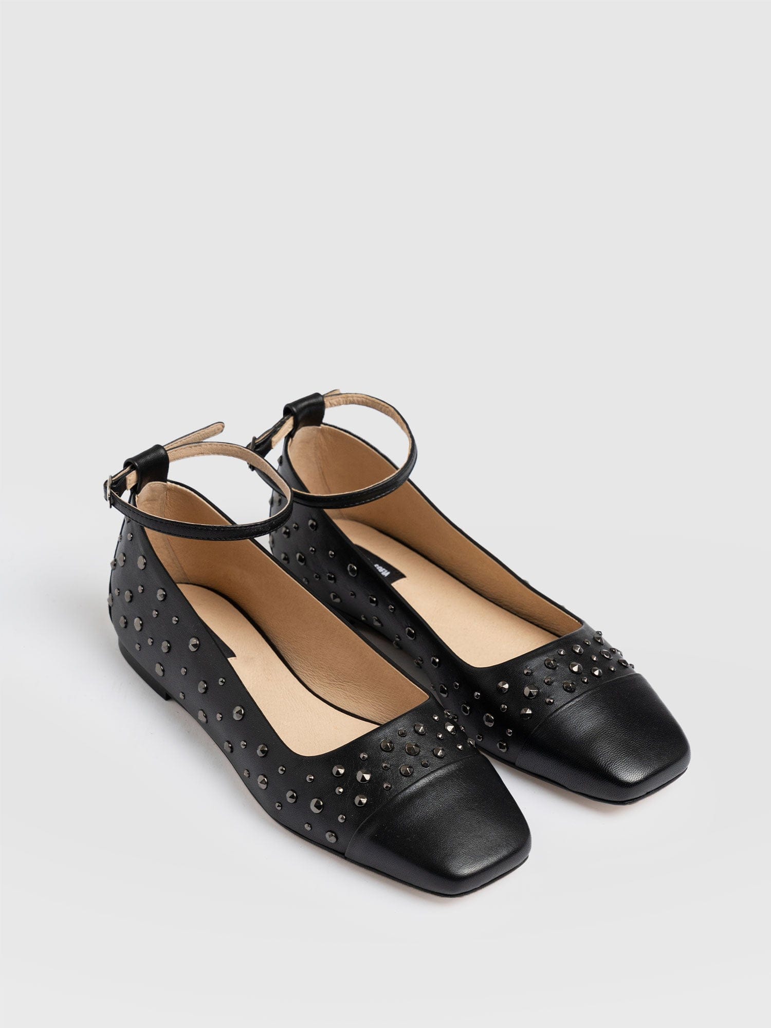 Ophelia Leather Ballerinas - Black Studded - Image 5