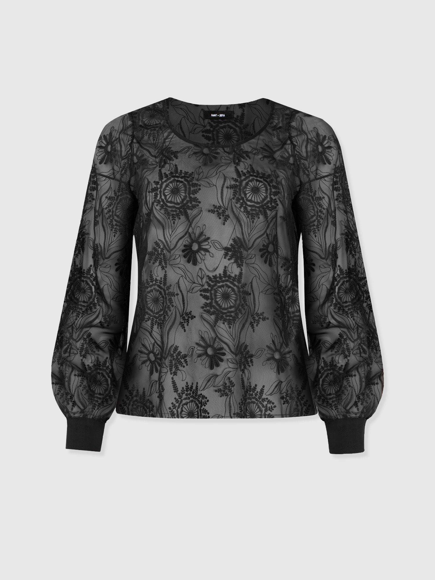Ottilie Scoop Neck Blouse - Black Lace - Image 7