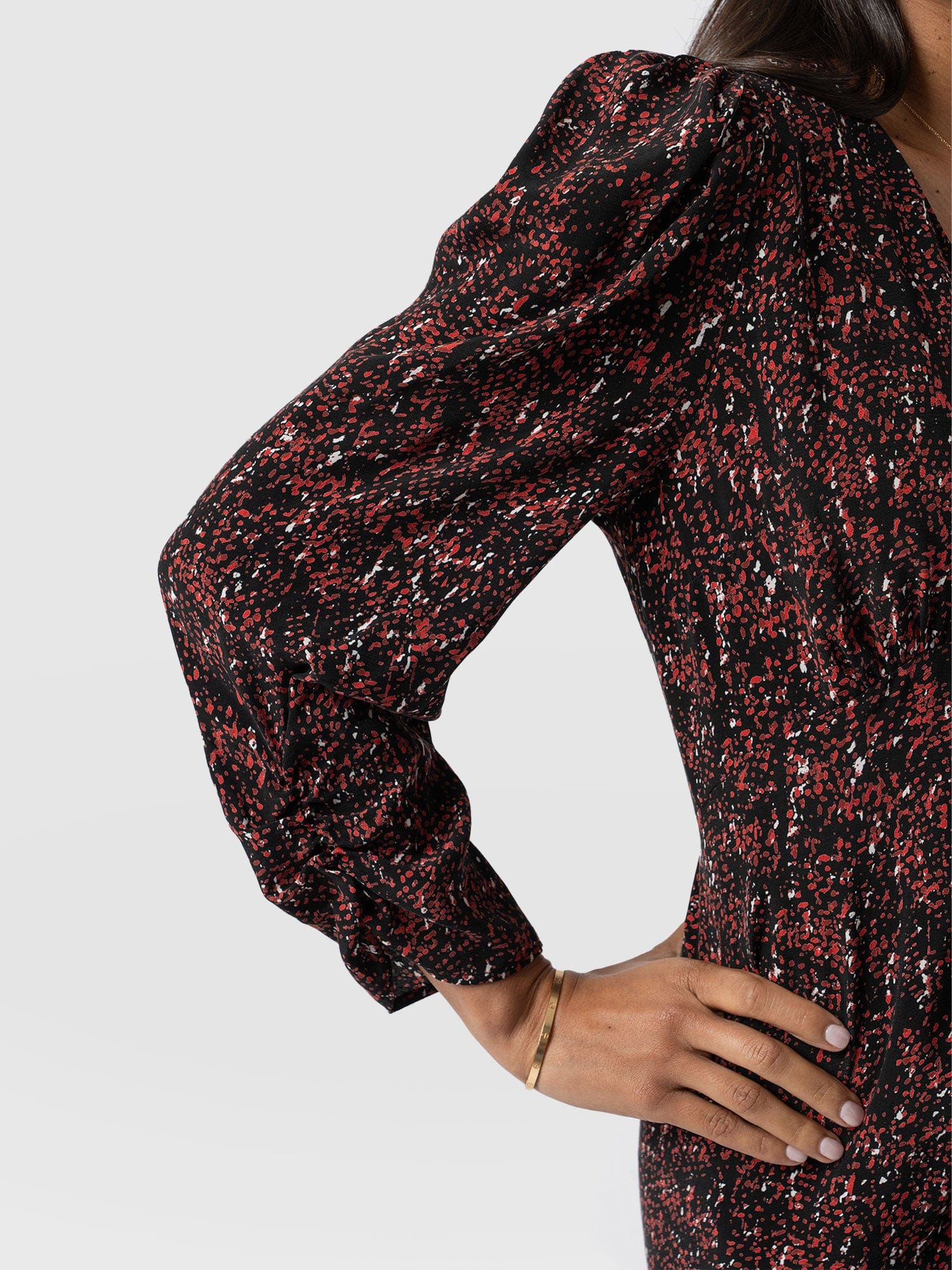 Paloma Ruched Dress - Red Ditsy Leopard - Image 5