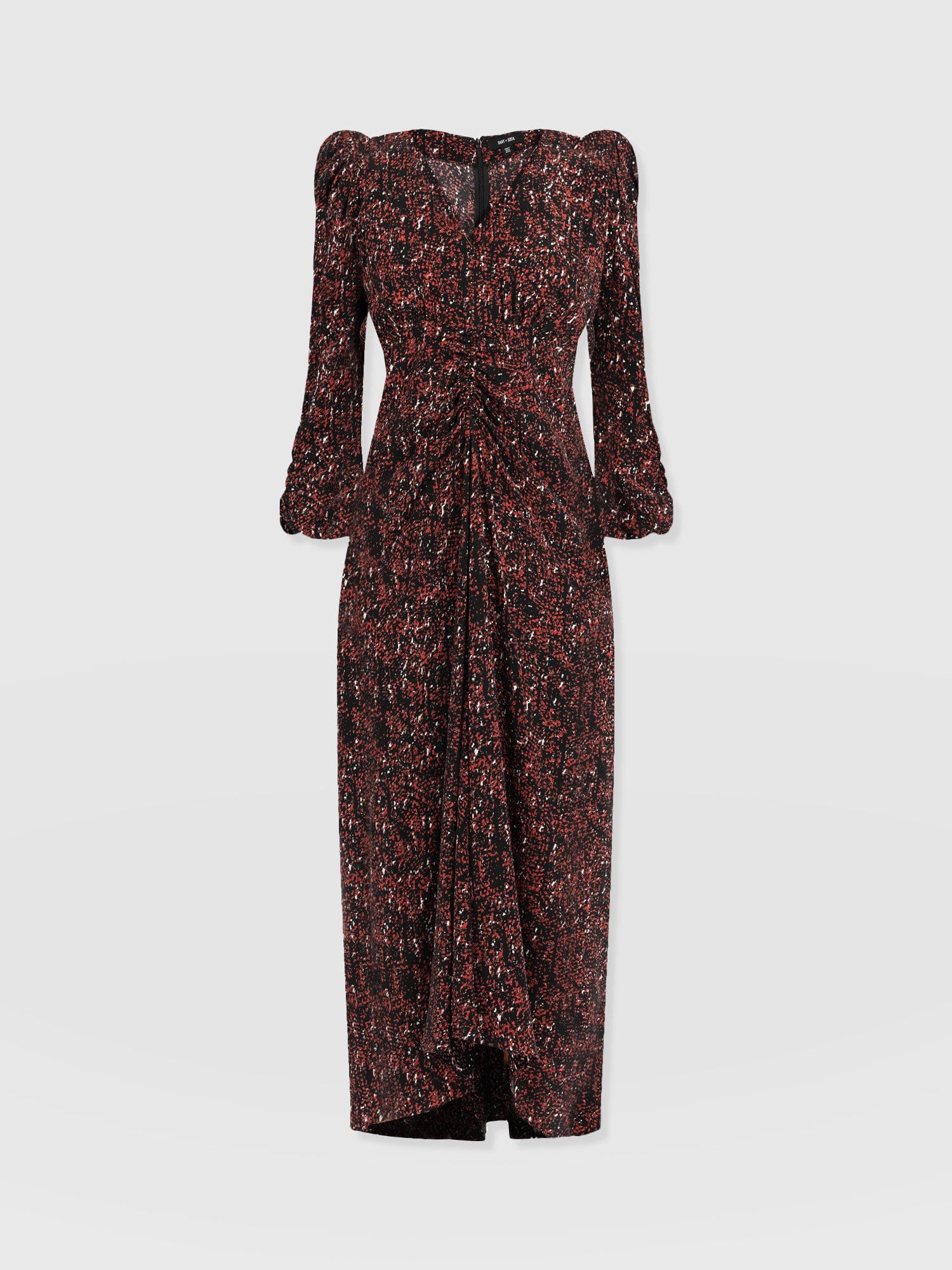 Paloma Ruched Dress - Red Ditsy Leopard - Image 7