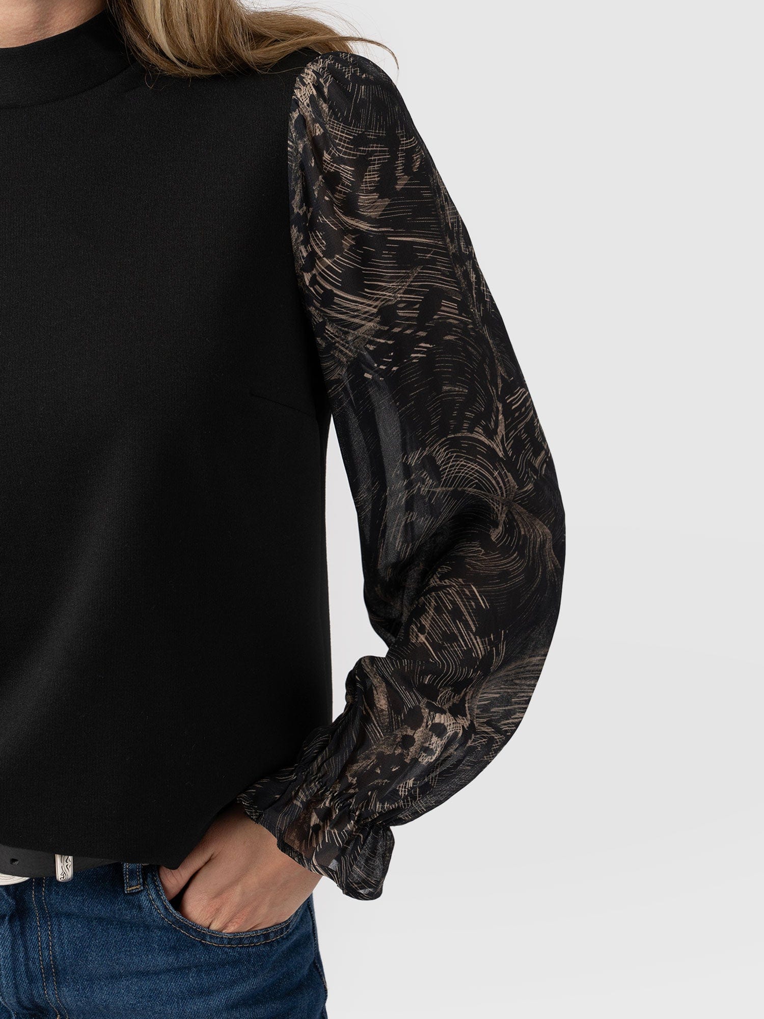 Penny Puff Sleeve Long Sleeve Top - Spot Feather - Image 5
