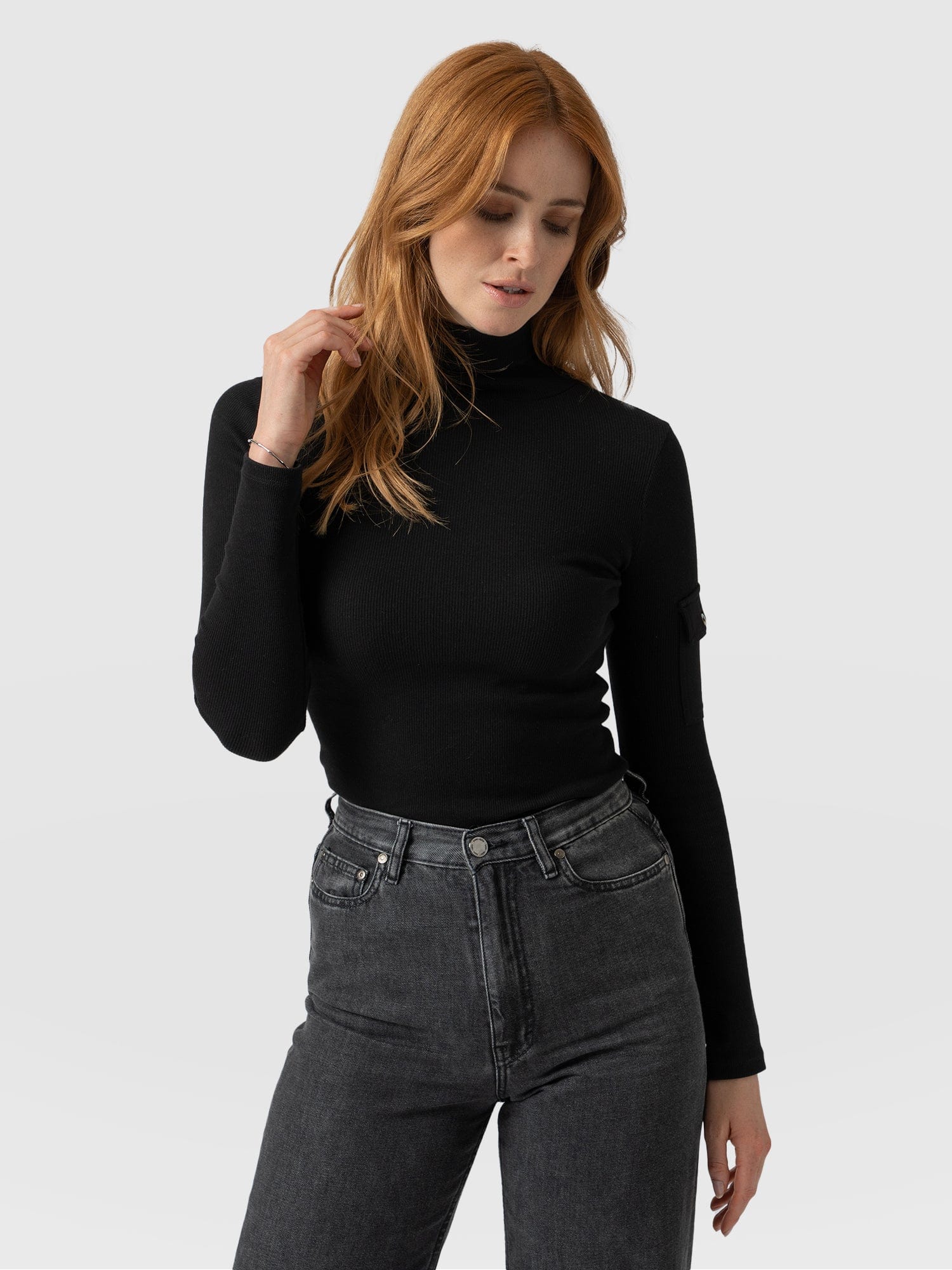 Pocket Roll Neck - Black - Image 2