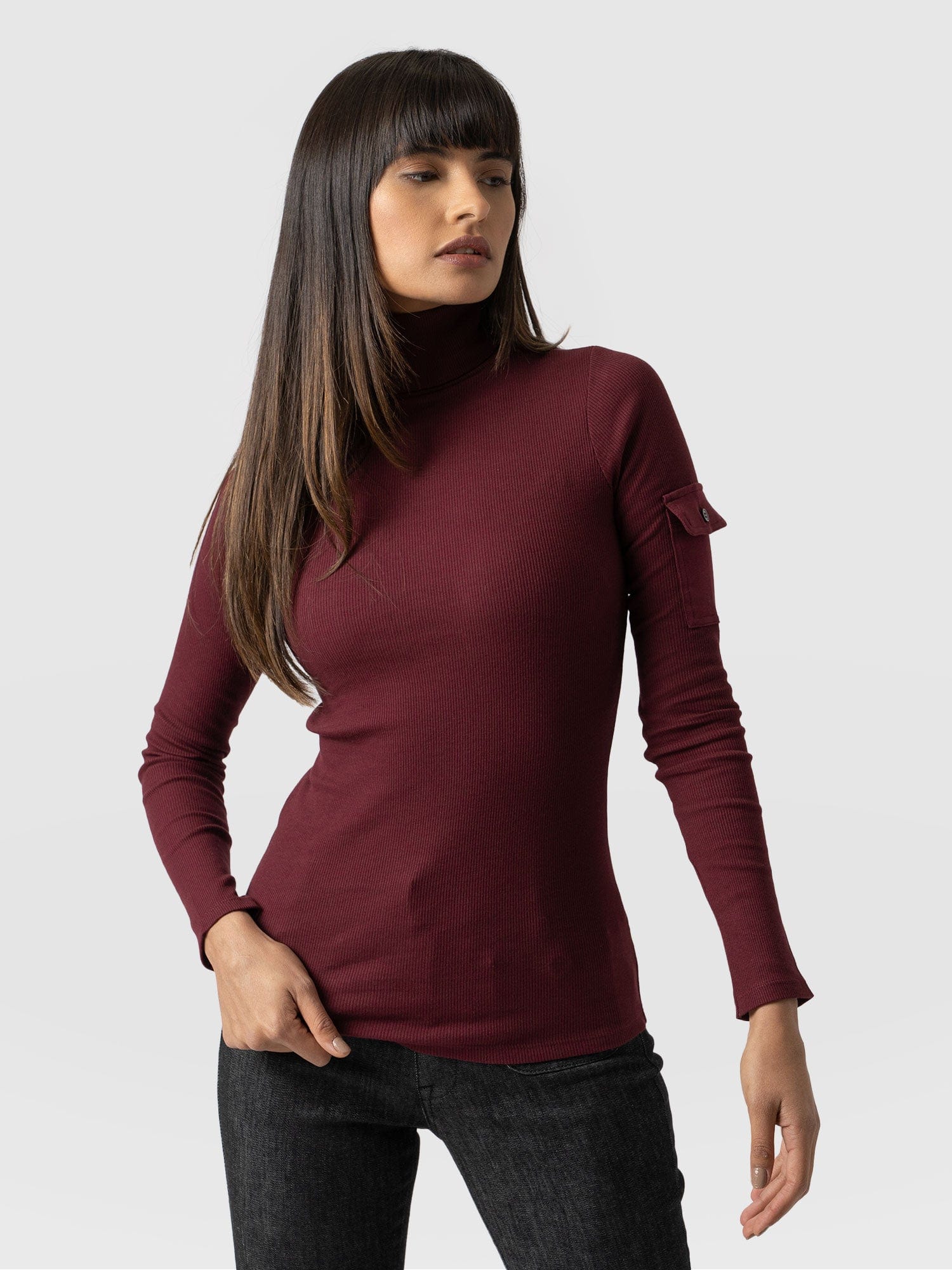 Pocket Roll Neck - Burgundy - Image 2