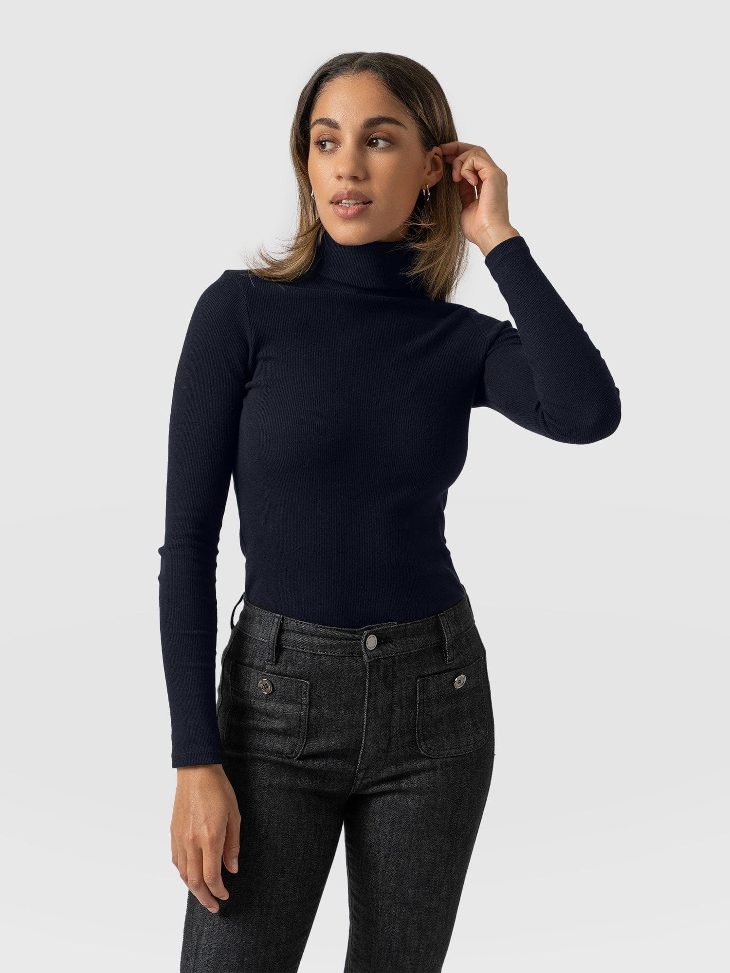Pocket Roll Neck - Navy - Image 2