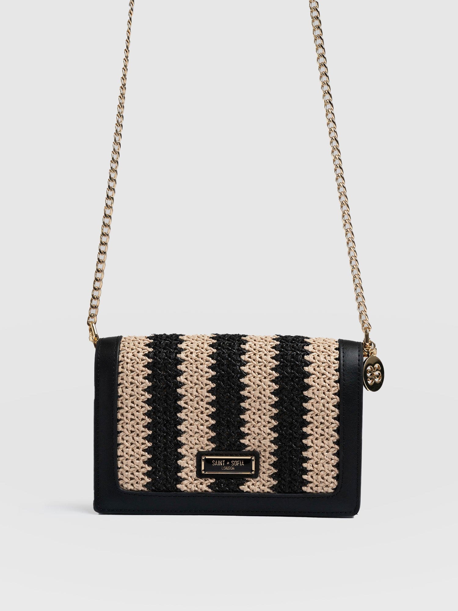 Primrose Wallet on Chain - Beige/Black Raffia - Image 2