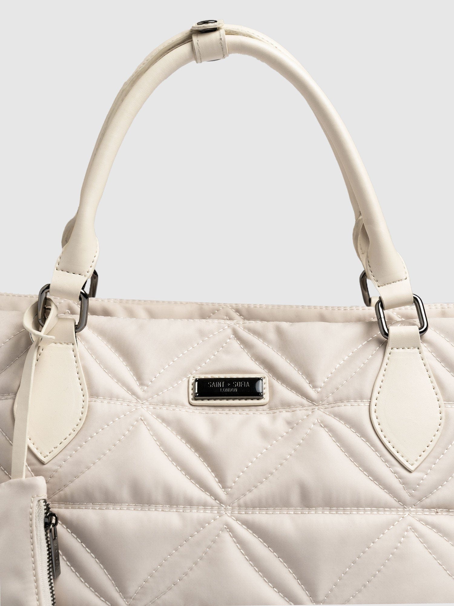 Quilted Selene Shopper Bag - Cream - Image 3
