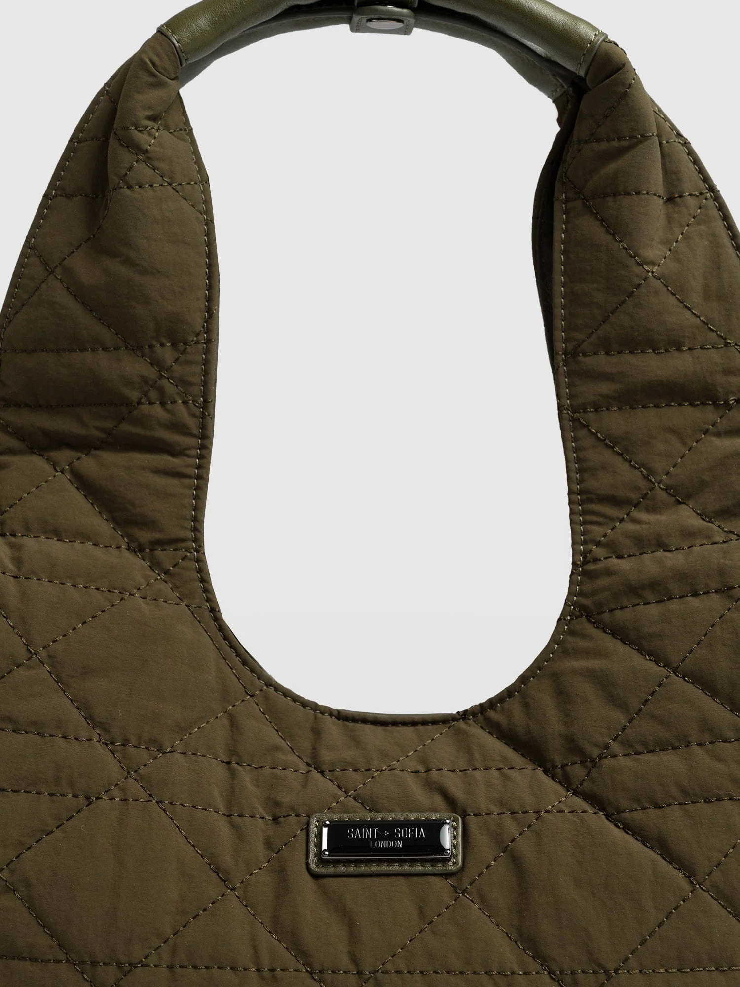 Quilted Stella Shoulder Tote Bag - Khaki - Image 3