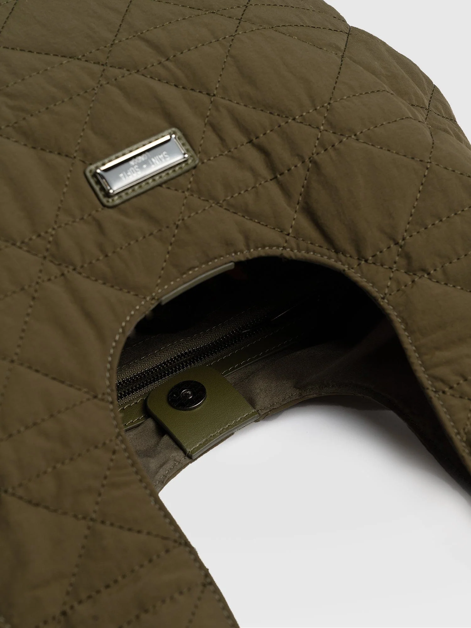 Quilted Stella Shoulder Tote Bag - Khaki - Image 5
