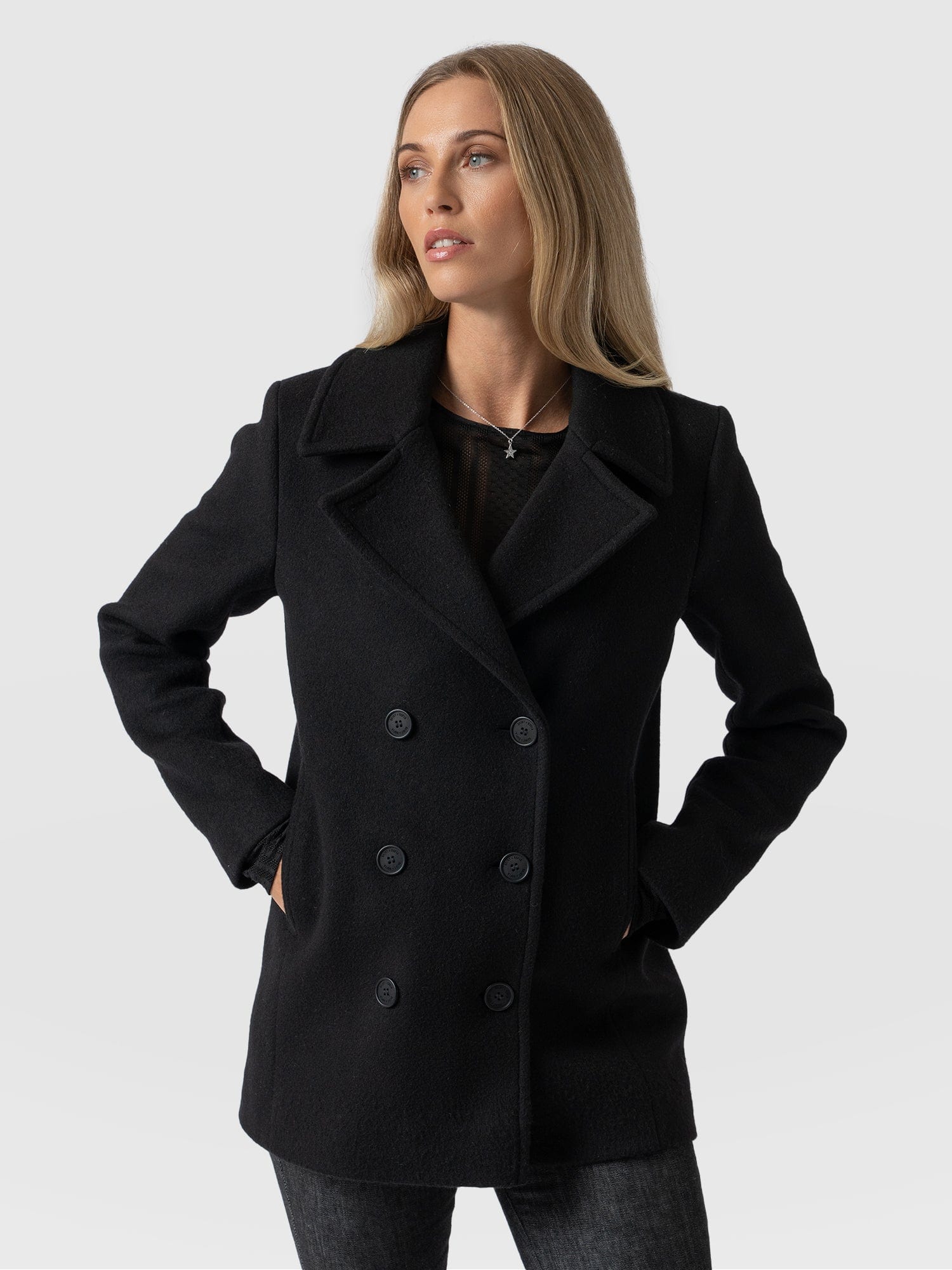 Quinn Pea Coat - Black - Image 2