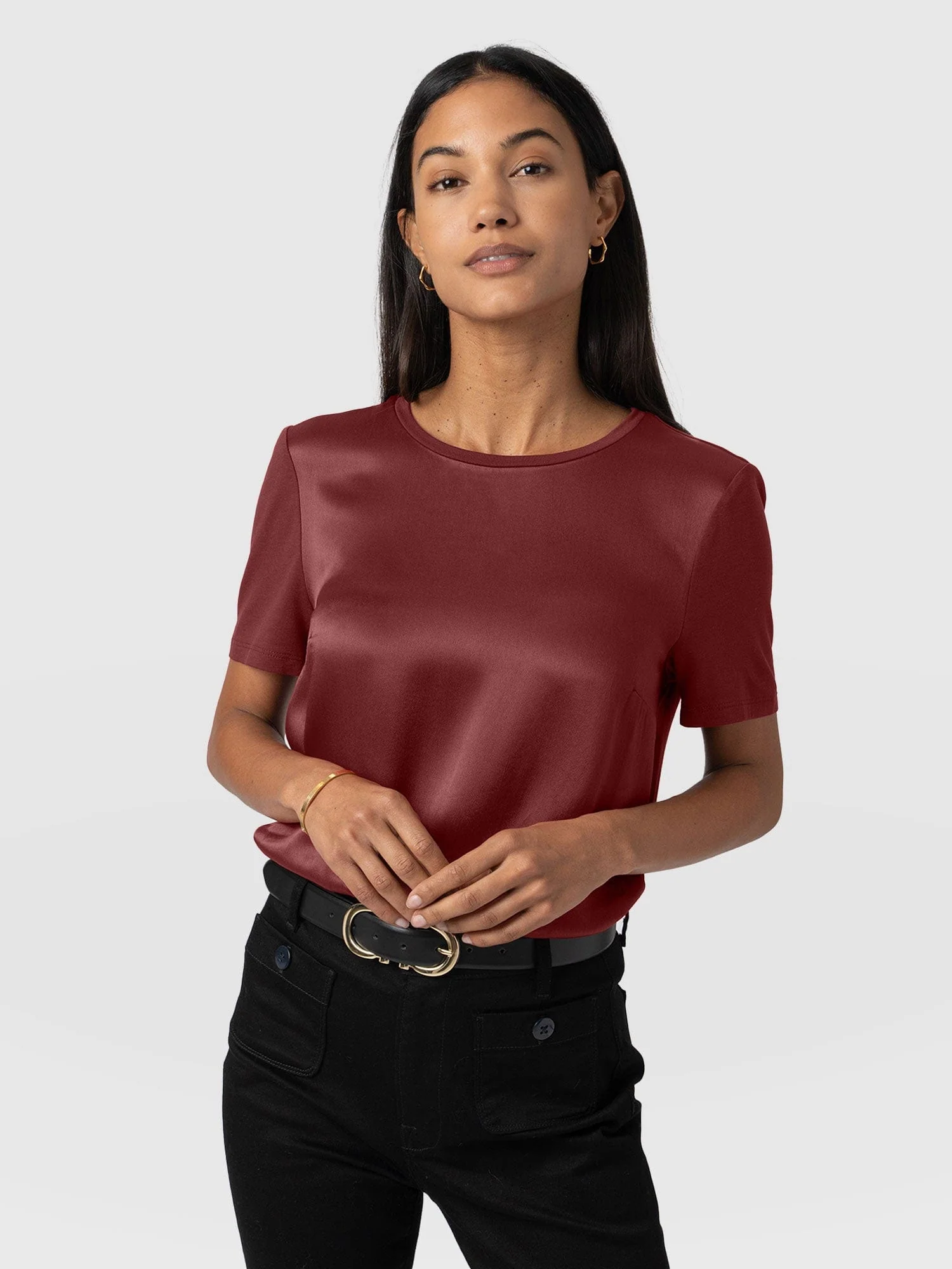 Rayner Contrast Tee - Maroon - Image 2