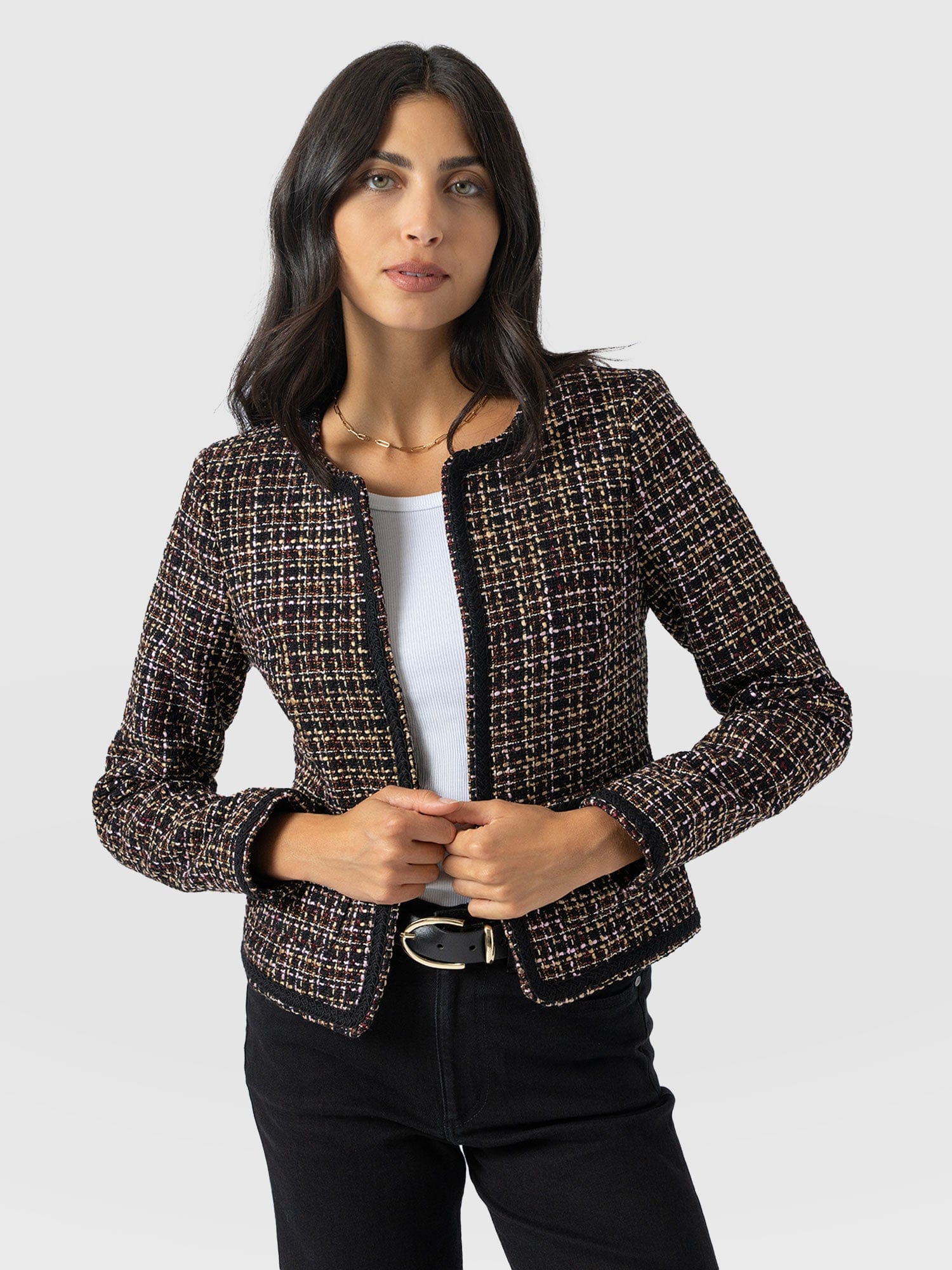 Rayner Jacket - Black/Burgundy/Gold Boucle - Image 2