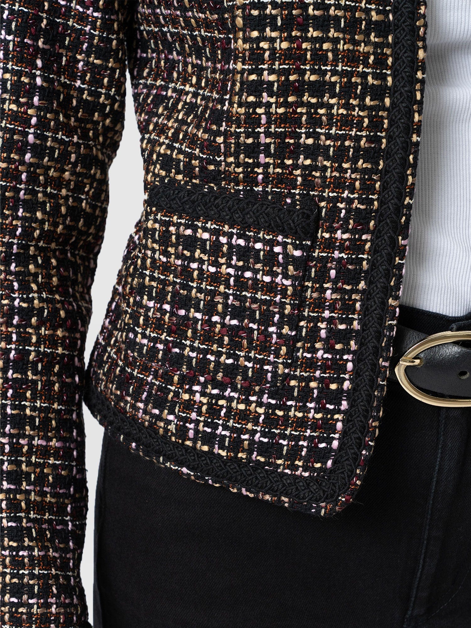 Rayner Jacket - Black/Burgundy/Gold Boucle - Image 4