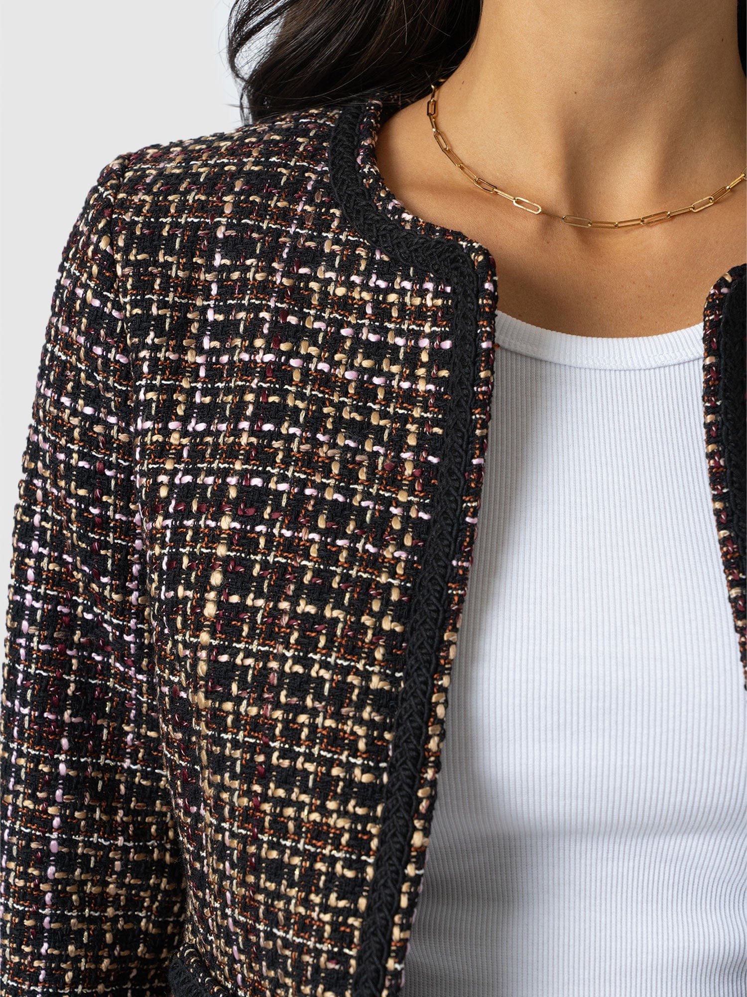 Rayner Jacket - Black/Burgundy/Gold Boucle - Image 5