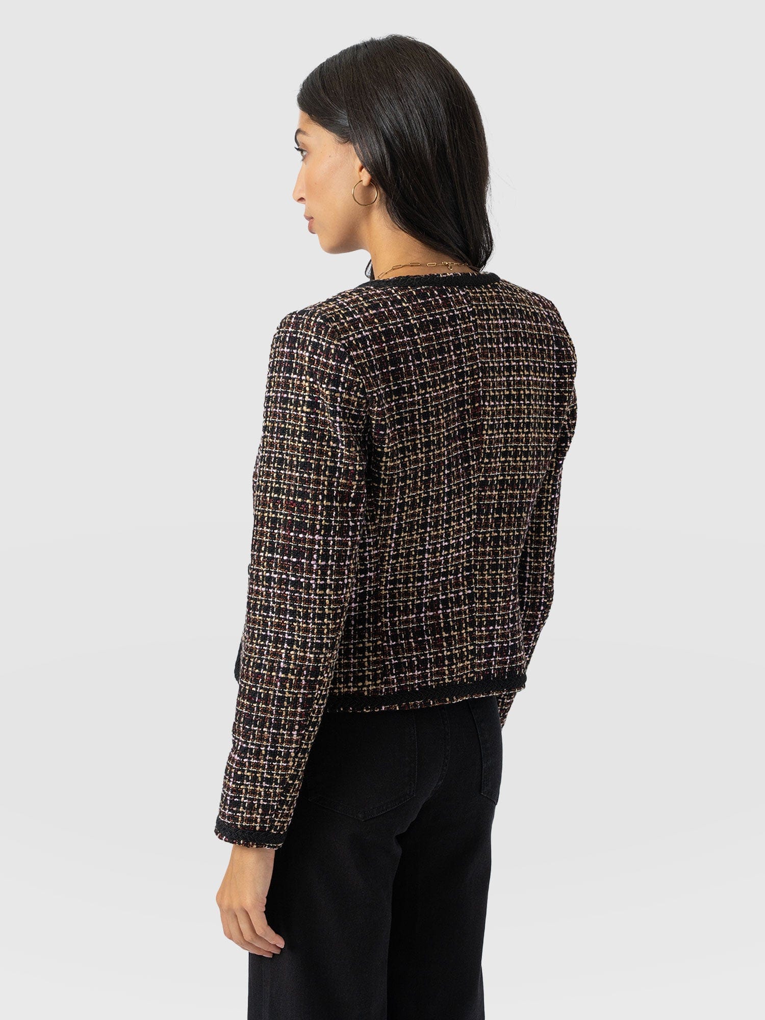Rayner Jacket - Black/Burgundy/Gold Boucle - Image 6