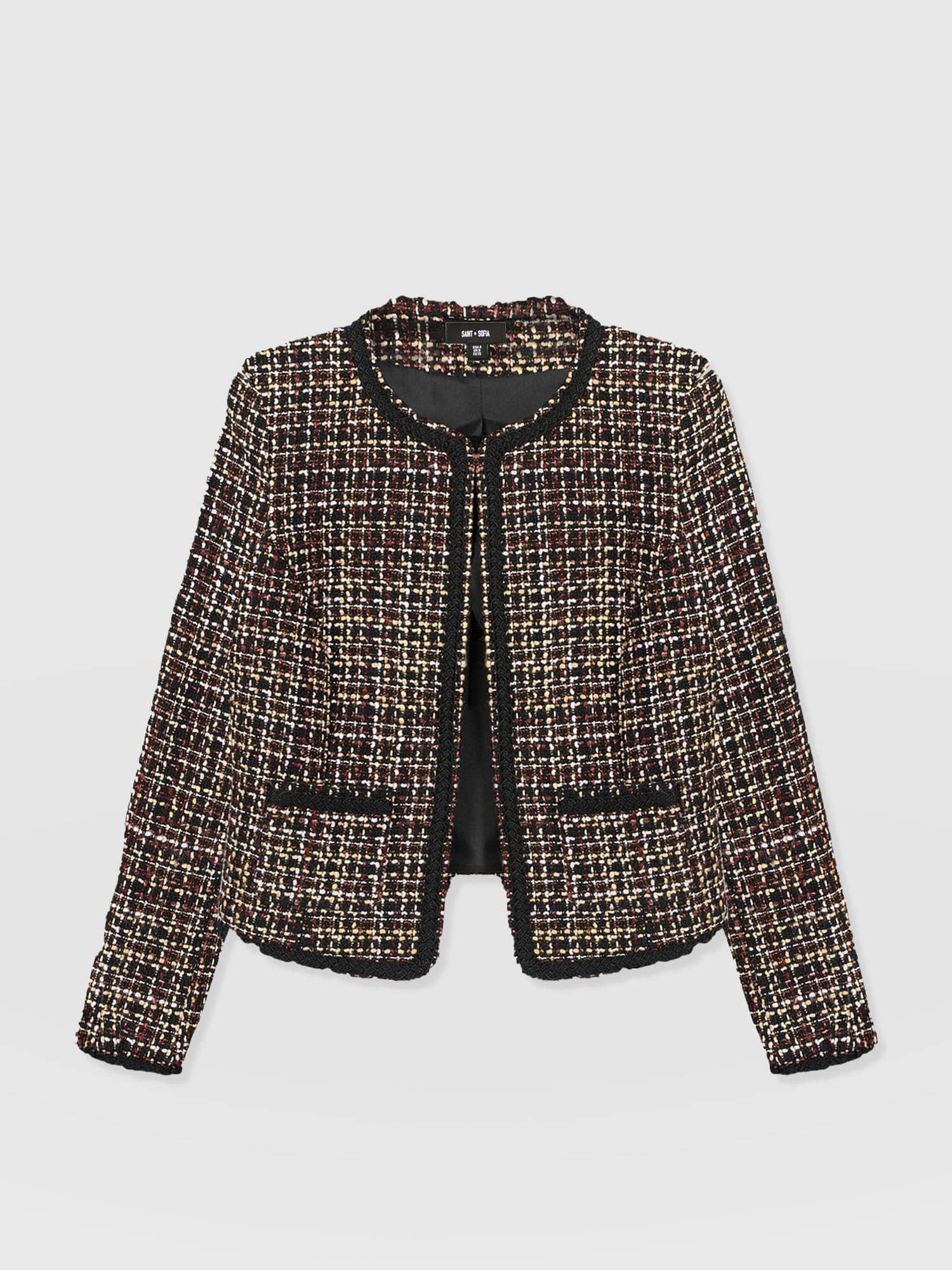 Rayner Jacket - Black/Burgundy/Gold Boucle - Image 7