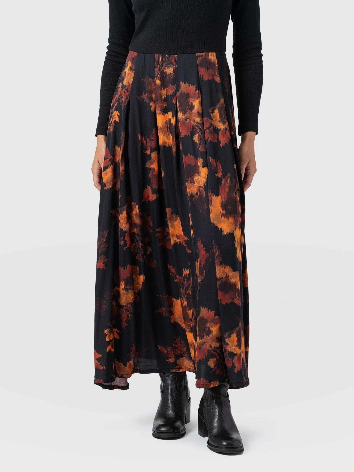 Renee Contrast Long Sleeve Dress - Autumn Floral - Image 3