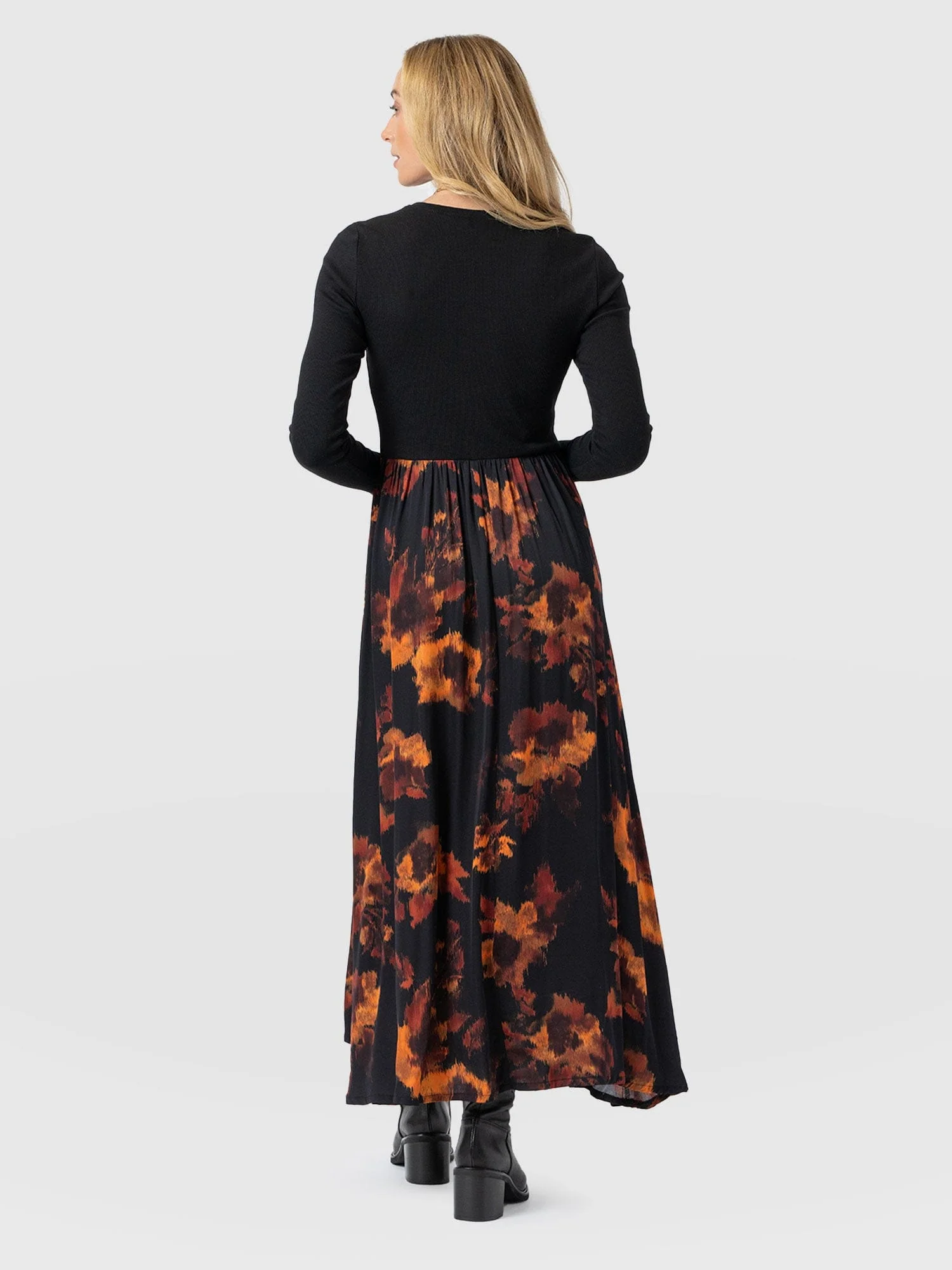 Renee Contrast Long Sleeve Dress - Autumn Floral - Image 6