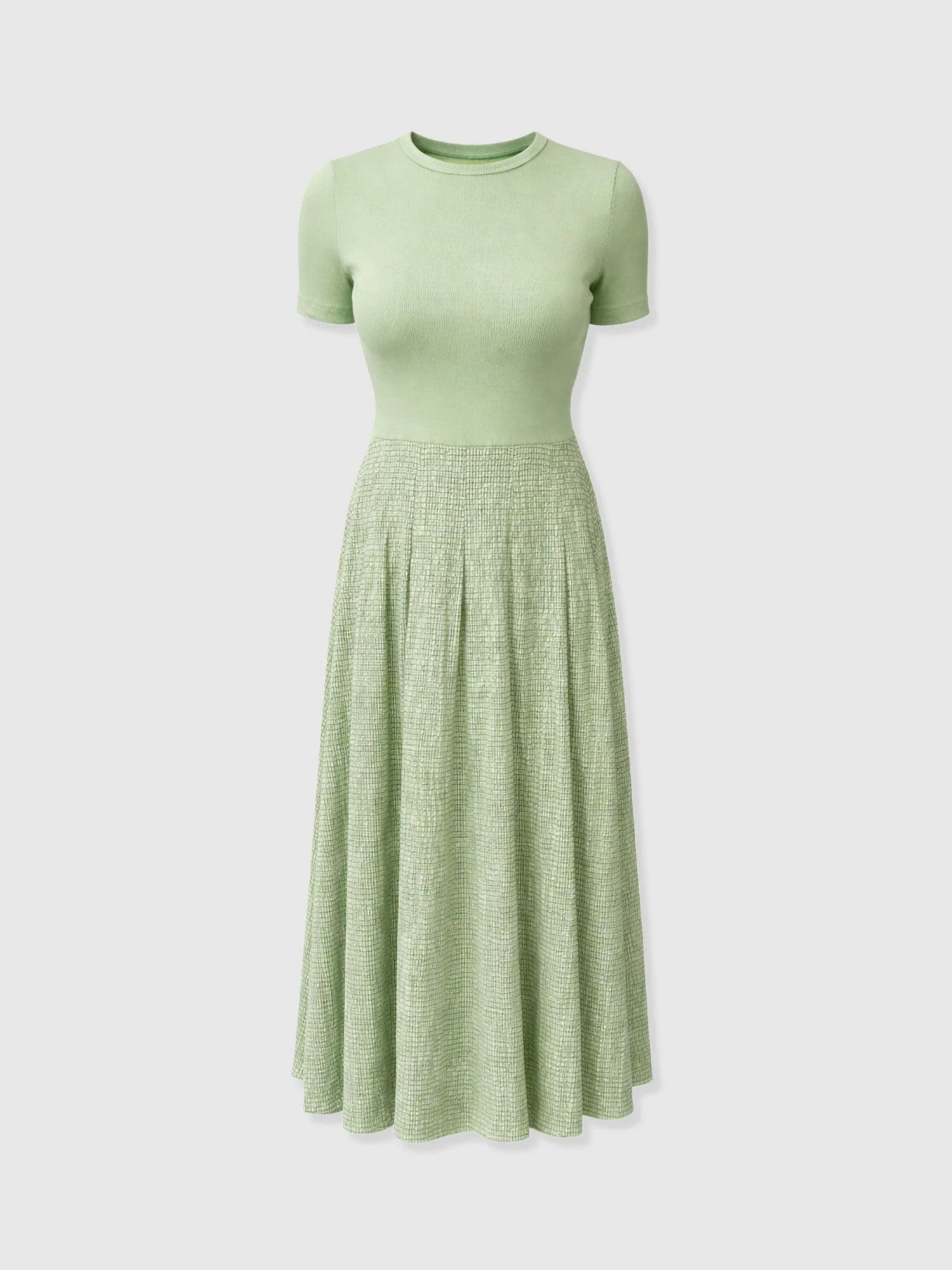 Renee Contrast Short Sleeve Dress - Mint Gingham - Image 7