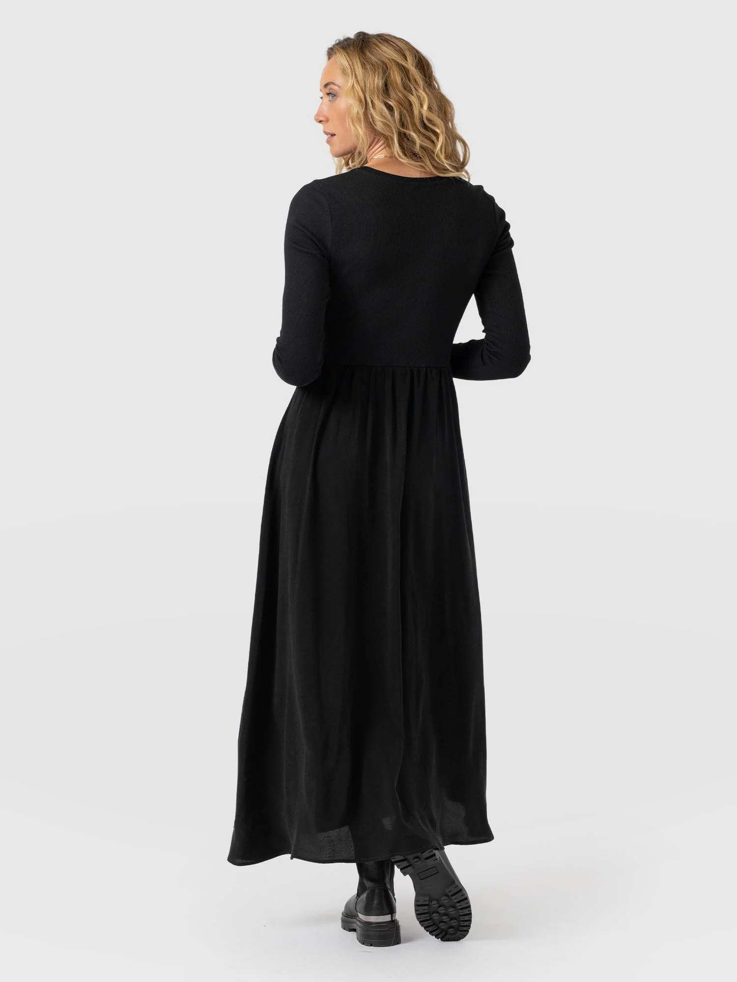 Renee Contrast Long Sleeve Dress - Black - Image 6