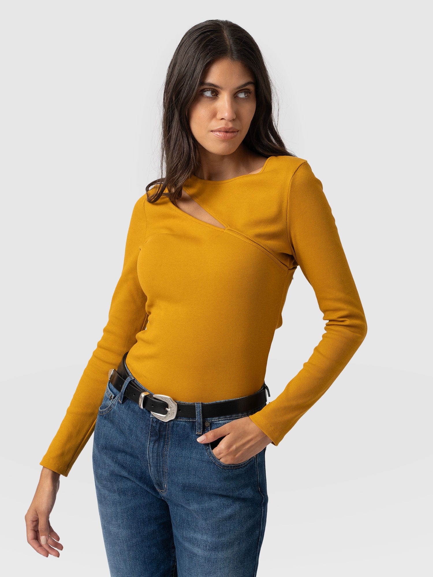 Reveal Tee Long Sleeve - Ochre - Image 2
