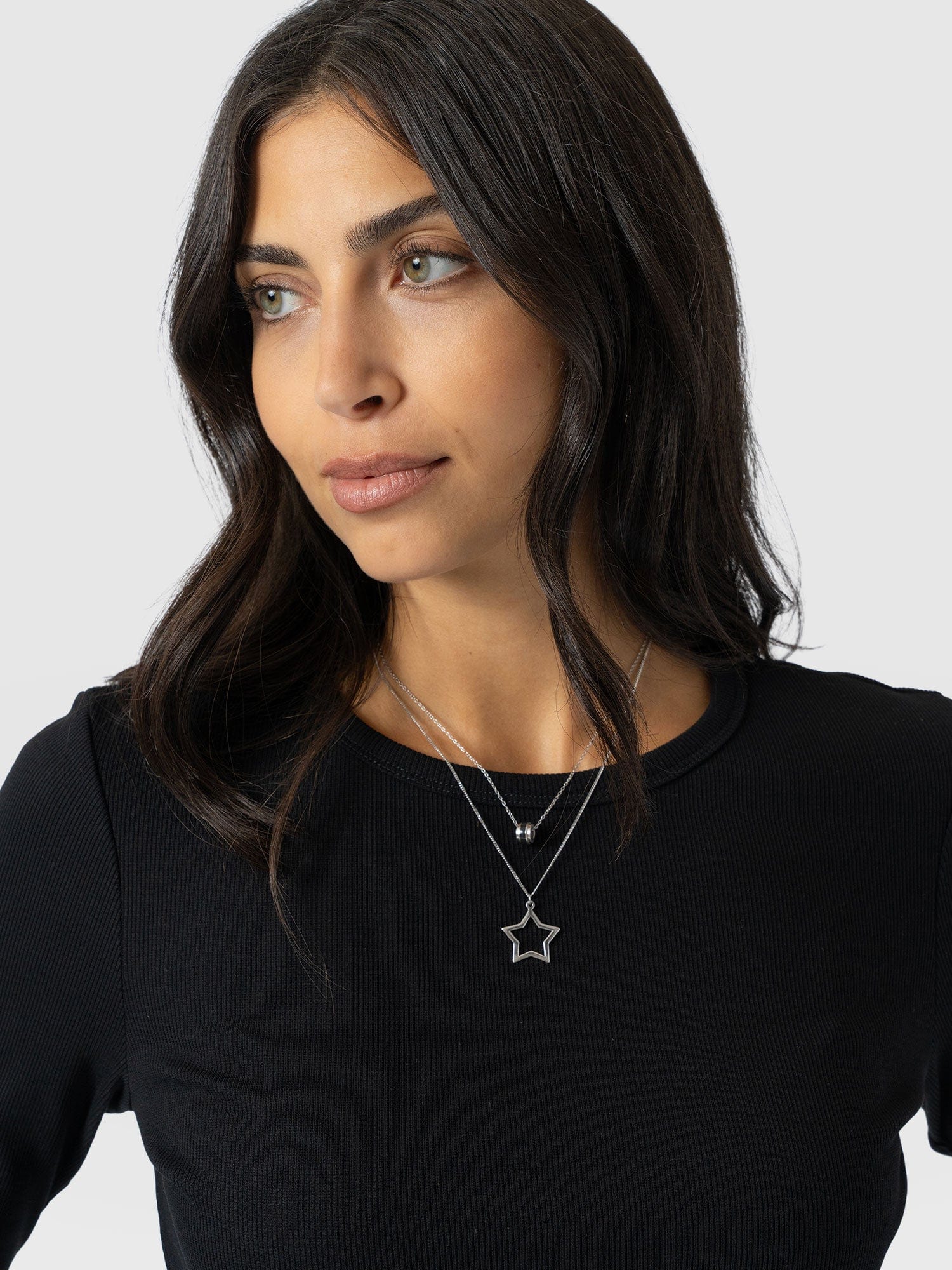 Ribbed Long Sleeve Tee - Black - Image 4
