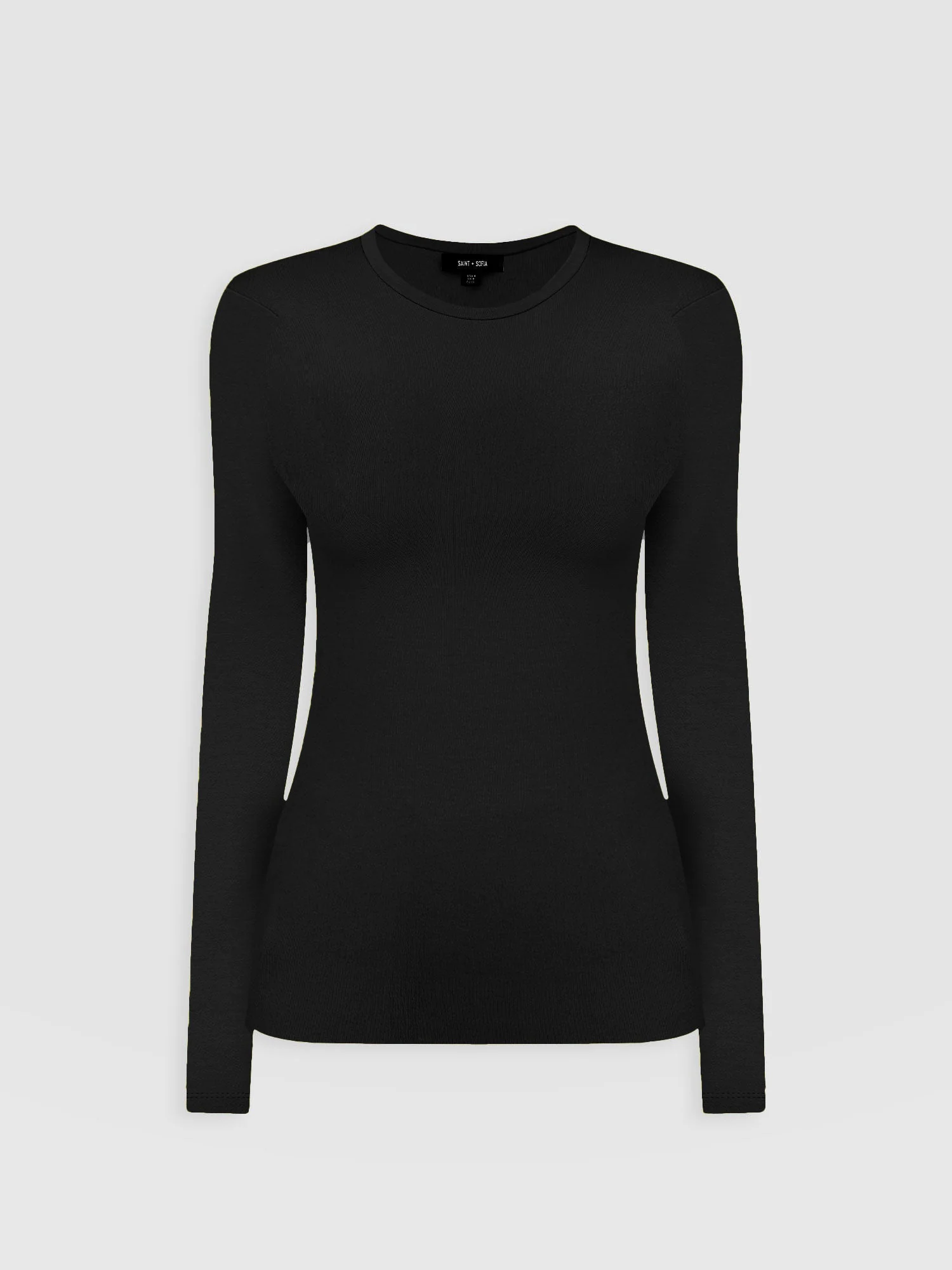 Ribbed Long Sleeve Tee - Black - Image 7